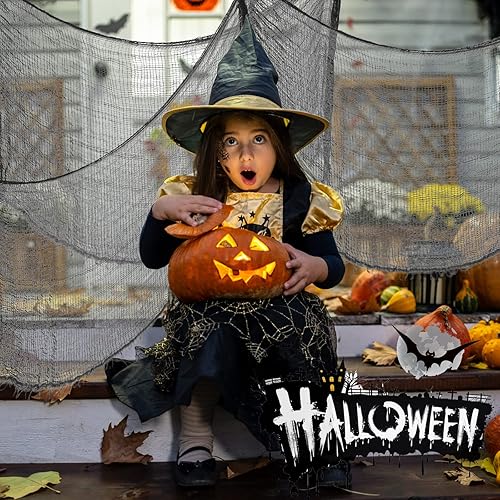 Miniatura 60 de Legigo Paquete de 12 paños espeluznantes de Halloween (30 x 72 pulgadas), gasa espeluznante para fiesta de Halloween, suministros de fiesta de Negro