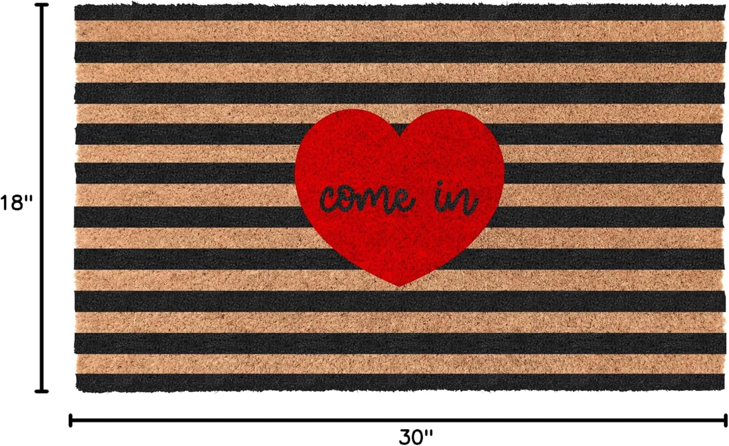 COCO MATS 'N MORE Come in Heart - 18" x 30" Made in USA - Durable Entry Mat Uses Natural Coir Vinyl Back Outdoor Doormats for Entryway Sustainable Welcome Heart Love Rugs