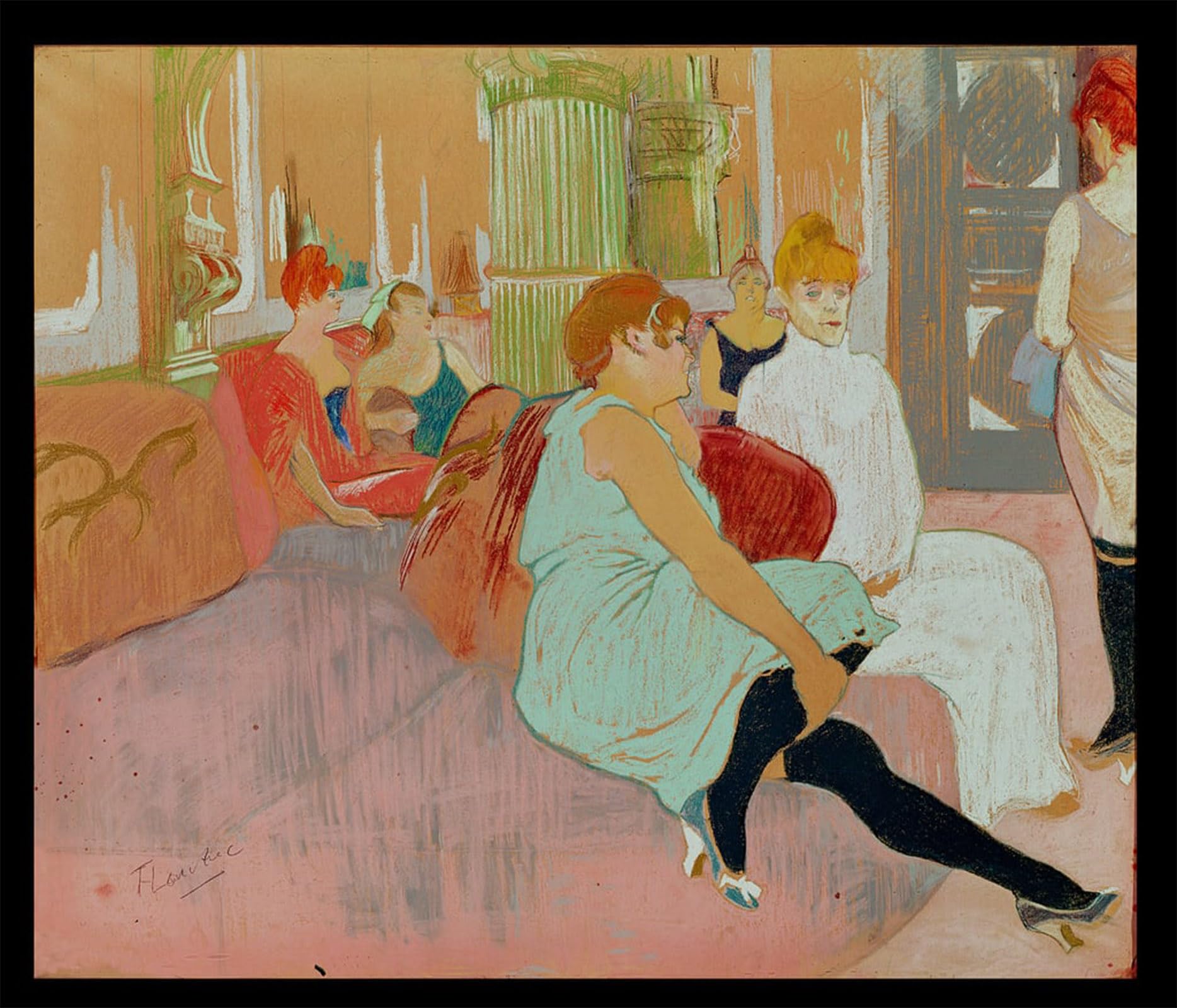 POSTERIIk Vintage Classic Picture Landscape Artwork in the Salon At the Rue Des Moulins by Henri De Toulouse Lautrec Portrait Canvas Painting for Office Home Decor 60x90cm