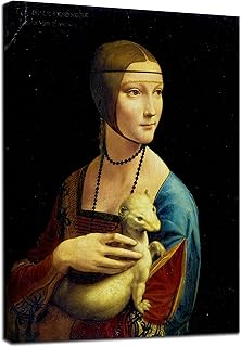Quadro Dama con Ermellino Leonardo Da Vinci - Lady with Ermine - stampa su tela canvas con o senza telaio (QUADRO CON TELAIO IN LEGNO, CM 65X90)