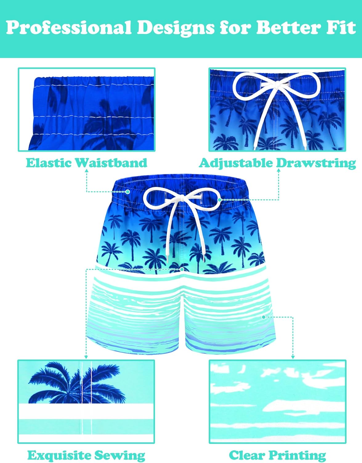 Sarfel Boys Swim Trunks with Compression Liner Kids Swimsuits Boys Bathing Suit Kids Board Shorts Teen Boy Quick Dry Shorts