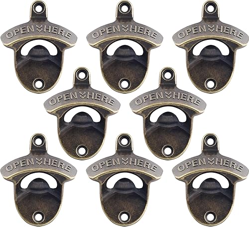 Miniatura 37 de abridor de botellas de cerveza de bronce antiguo, montaje en pared, estilo antiguo, abridor de tapas de botellas, montado en poste, acero inoxidable