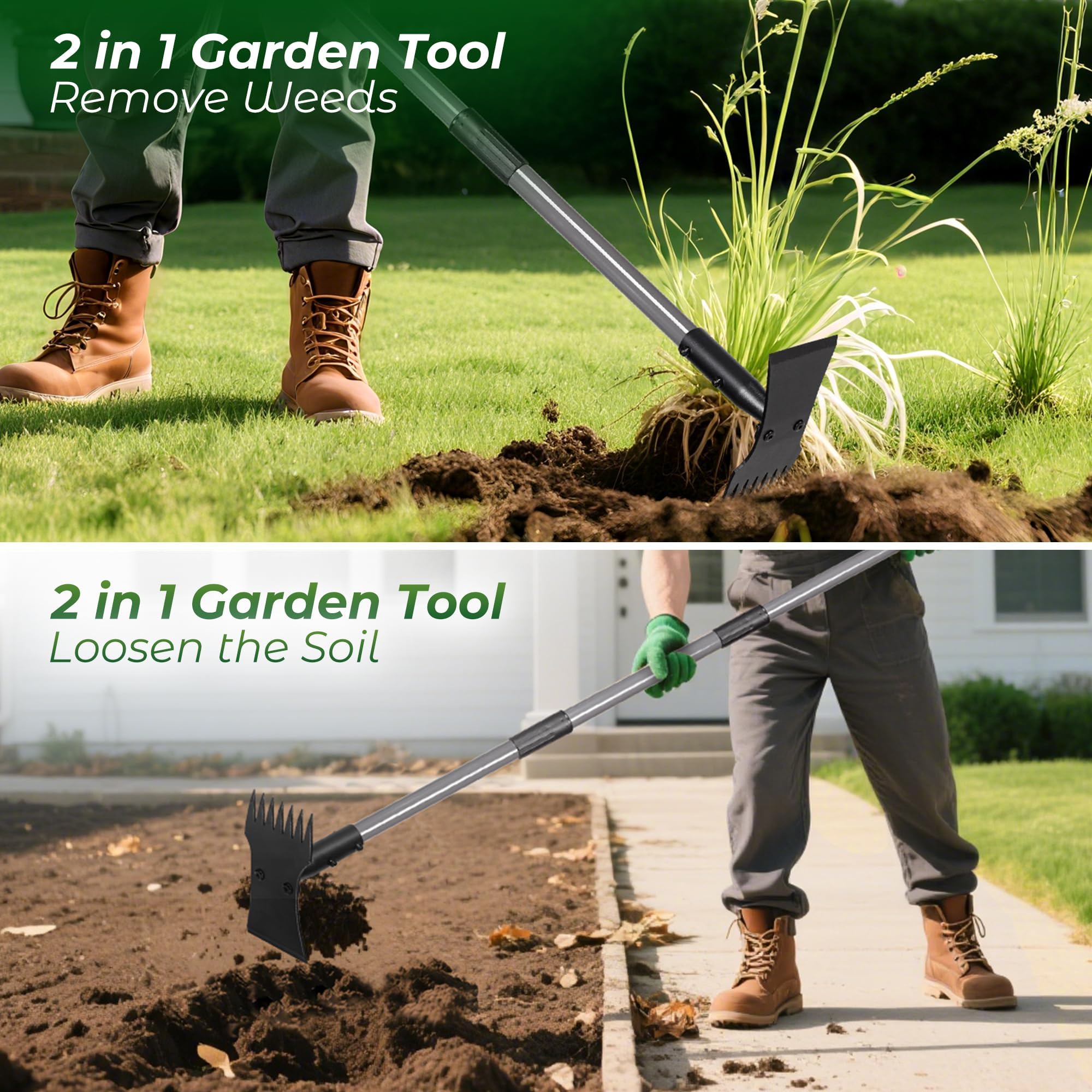 Walensee 2-in-1 Weed Puller - Hoe & Rake -2