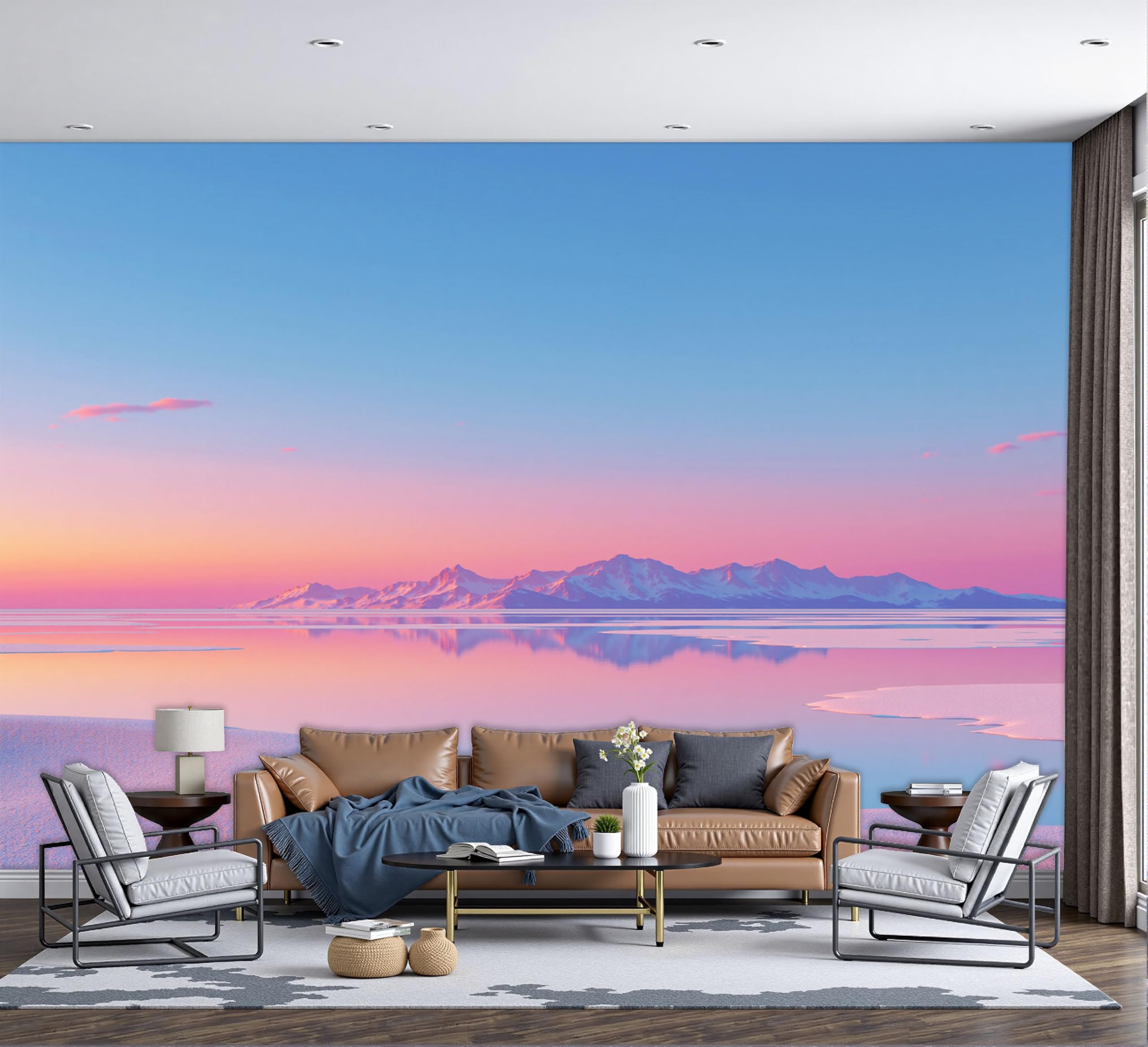 Papier peint panoramique 3D moderne poster XXL paysage lac 400x280