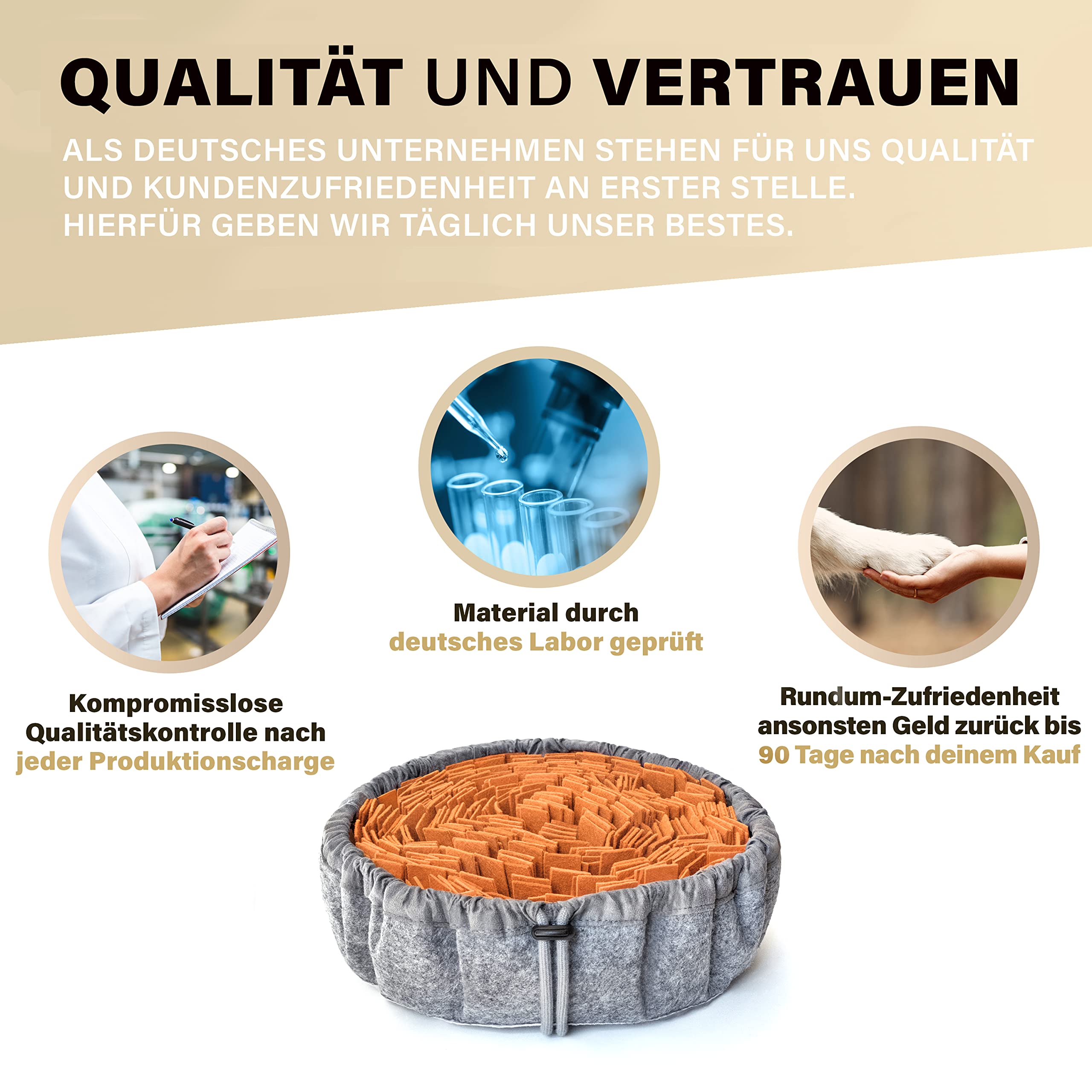 Schnüffelteppich für Hunde - Beste Materialien - extrem widerstandsfähiges Hundespielzeug - größenverstellbar und waschbar (grau)