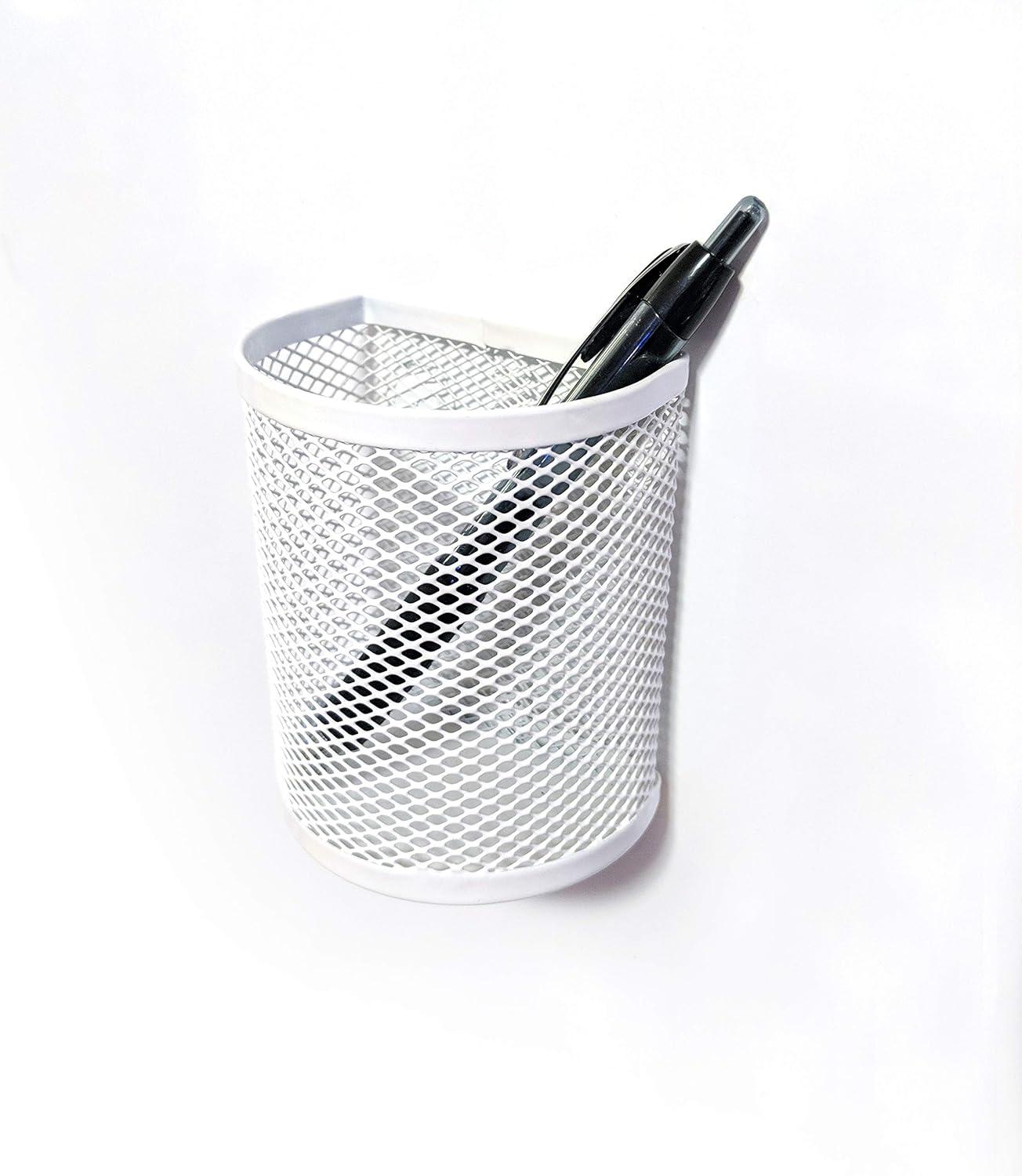 Magnetic Pen Pencil Mesh Metal Basket Holder Container Storage Organizer for Kitchen Refrigerator Fridge Whiteboard Dry Erase File Cabinet Locker (White)(Set of 2)