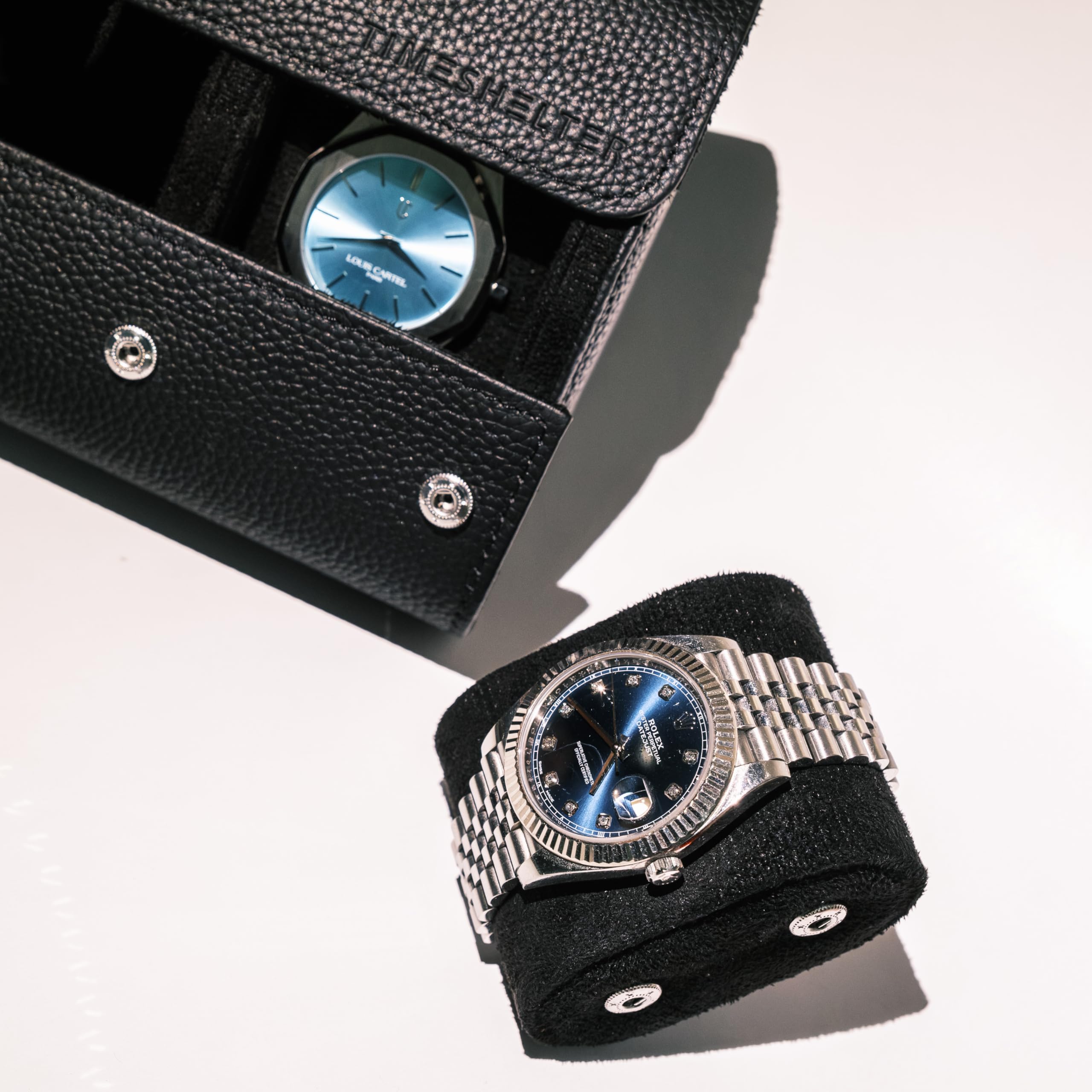 Étui de Voyage Luxe en Cuir Véritable Noir - Boîte à Bijoux Homme - Idéal Cadeau