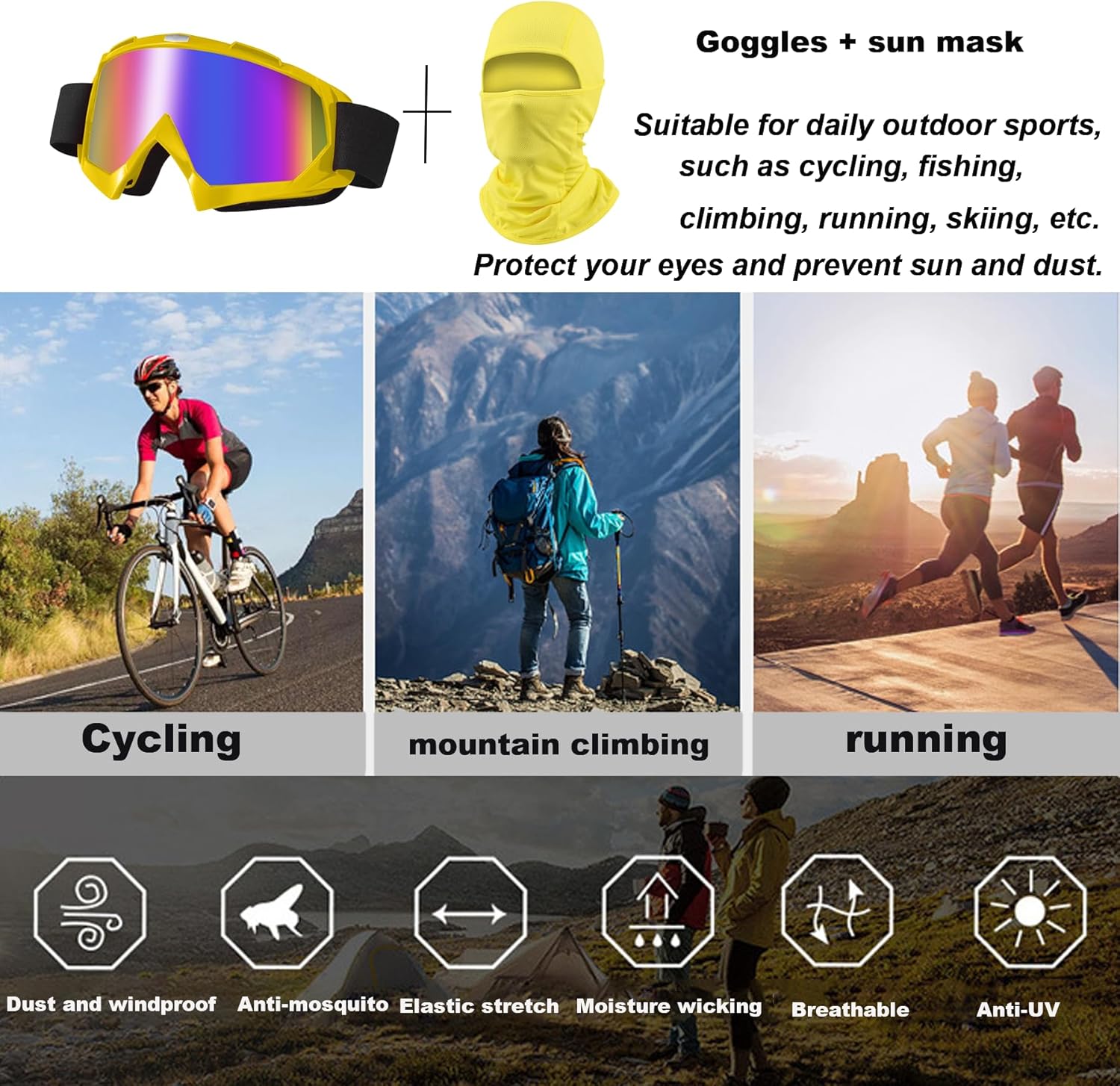 Dirt Bike Goggles ATV Off-Road Riding Motorcycle Motocross Glasses with Sun UV Protection Balaclava Full Face Cover - Image 7