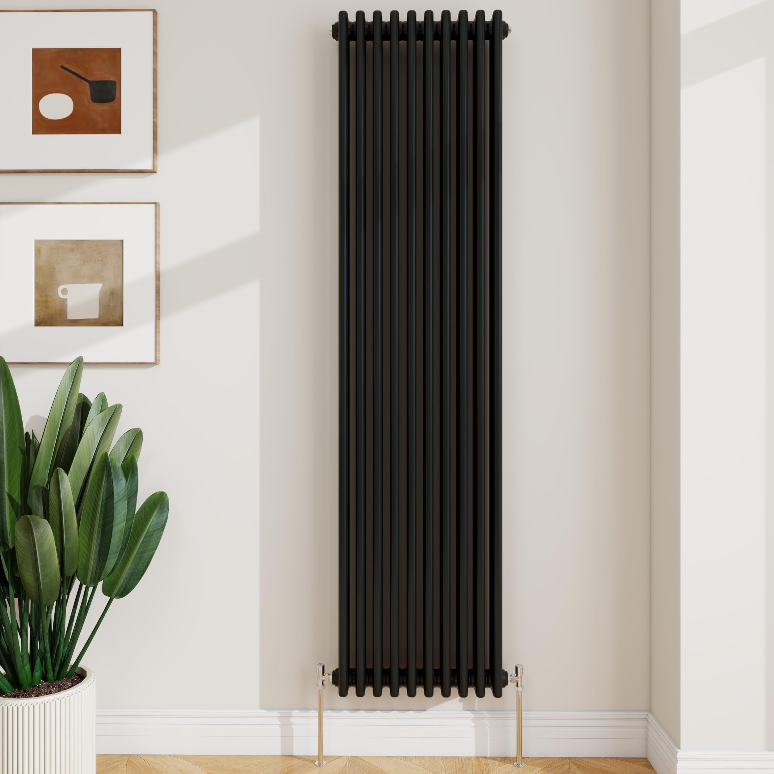SLINE SANITARY 1800x470mm Cast Iron Style Traditional 3 Column Vertical Black Central Heating Radiator