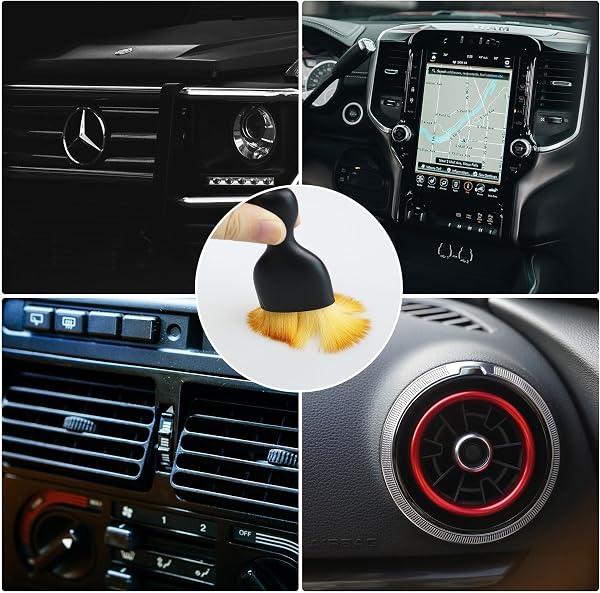 Car Interior Cleaning Brush with Soft Bristle Car Detailing Brush with Protective Cover Multipurpose Dust Removal Cleaning Brush for Automotive Dashboard, Airconditioning Vents, Seats - 4
