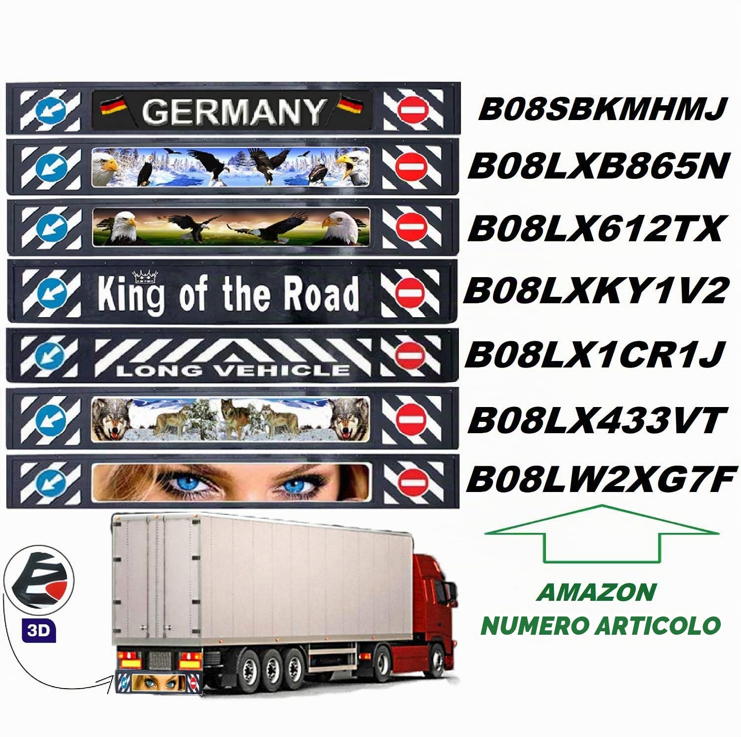 Uzman Parafango universale 3D, paraspruzzi per camion, accessori per auto (1431)
