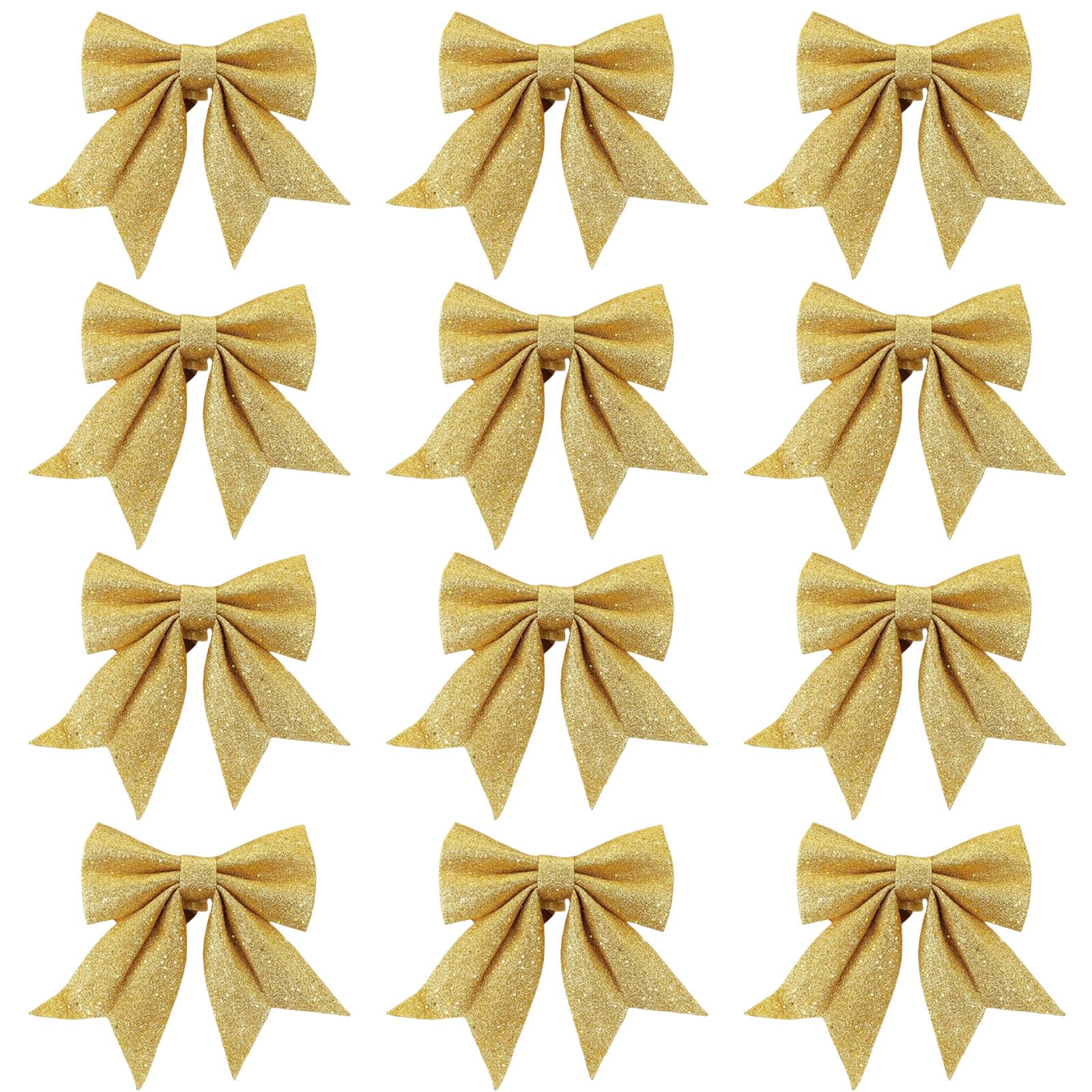 Lazos de Navidad dorados champán con lentejuelas para decoración de árbol de Navidad