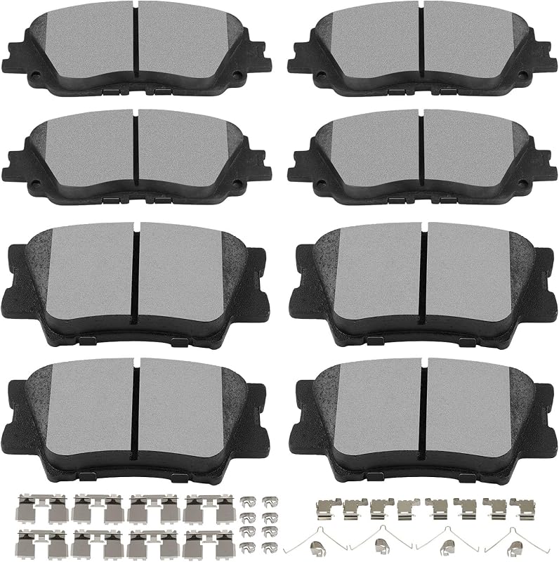 Jogo de pastilhas de freio cerâmicas SCITOO D2076 D1212 dianteiras e traseiras para Toyota Camry – 8 unidades