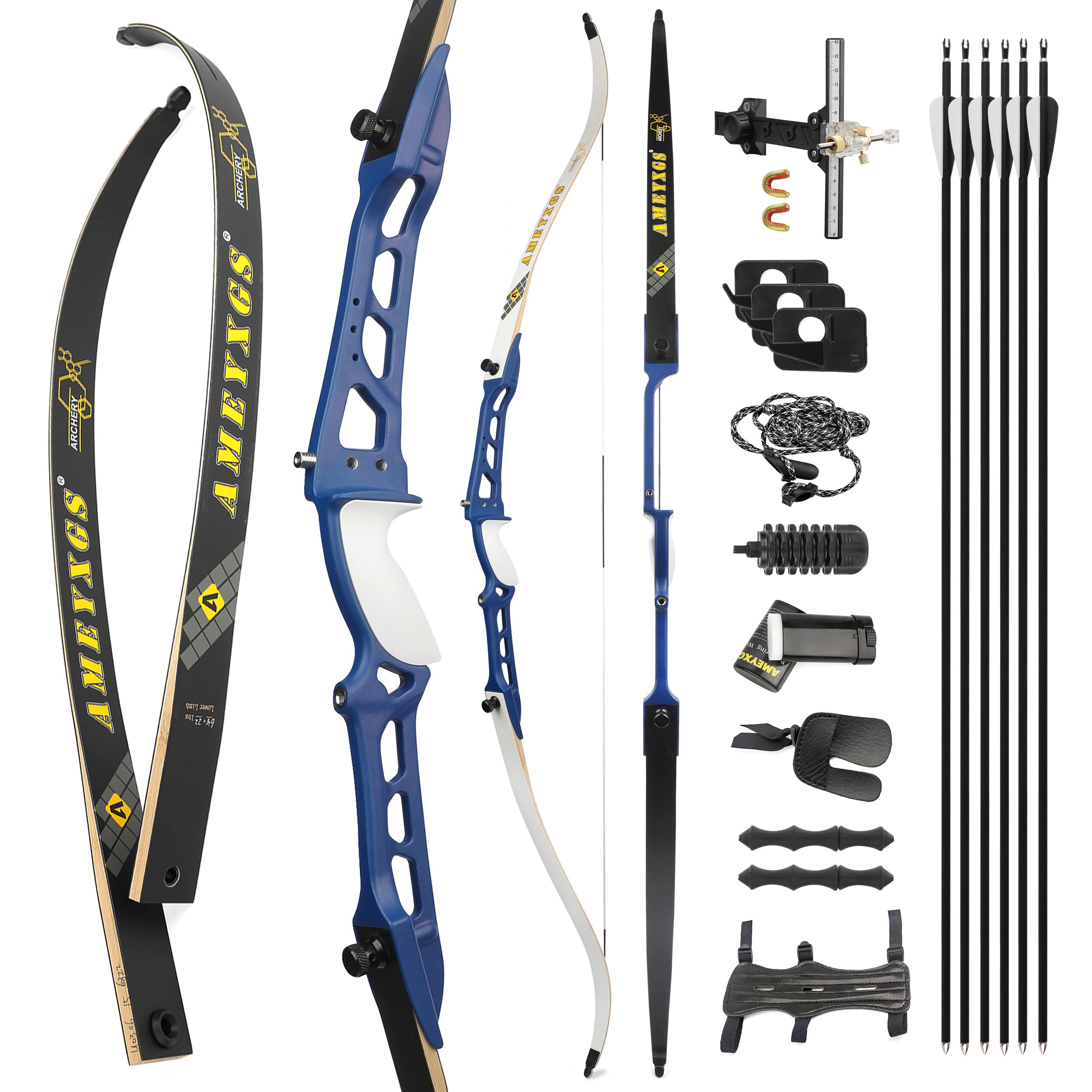surwolf Recurve Bow 66/68/70" Competition Recurvebow for Beginners 14-40LBS Takedown huntingbow Archery Bow and Arrow Set（blue set,1#68"-28lbs）