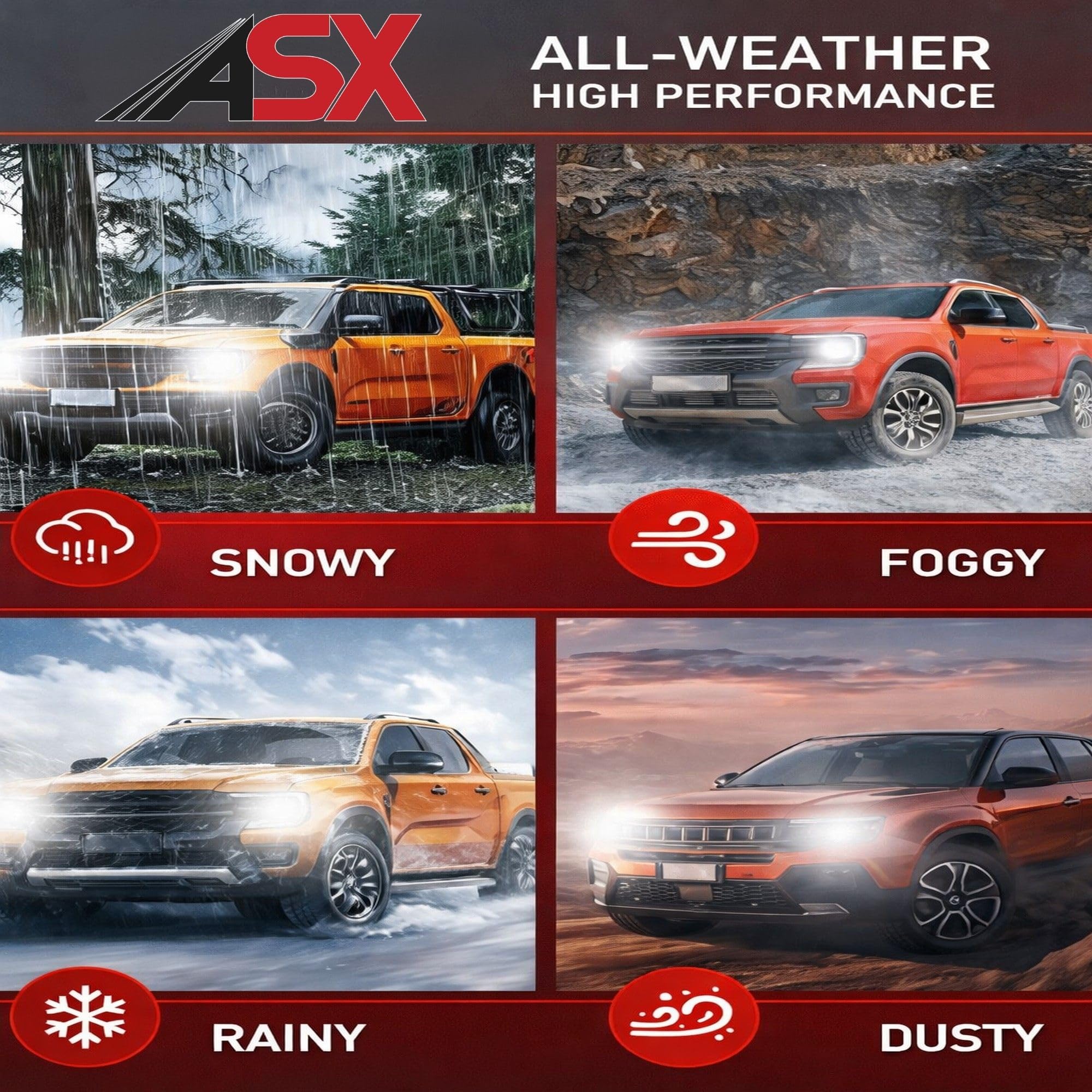 ASX Iluminación Super LED Off Road, 13W, 1170 Lúmenes reales, Lámpara de Faros Delanteros 12-70V. Bombillas LED Luz Blanca 6000K Chip CSP, Conversión Faros Led, IP68, PACK 2 (H7)