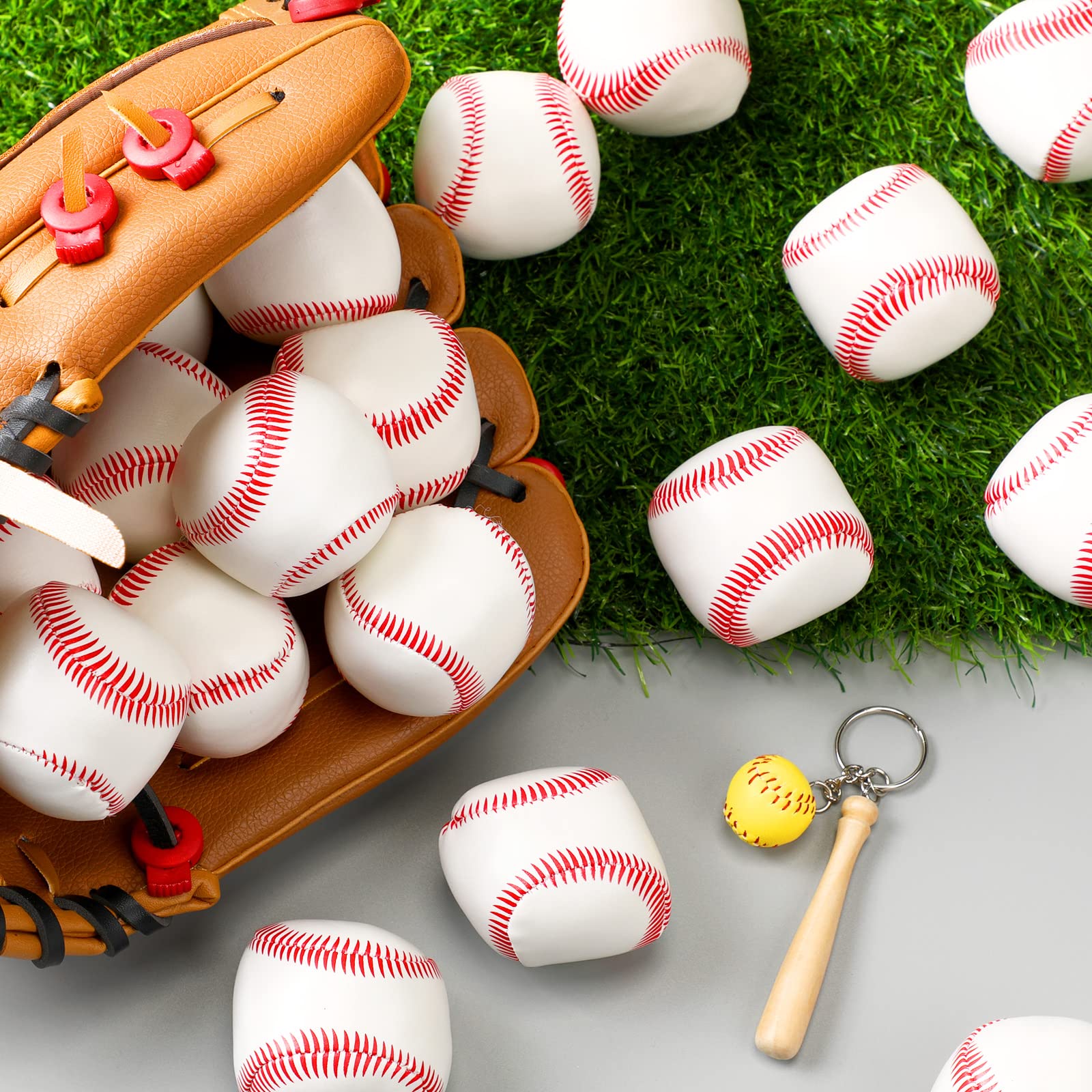 Vinsot 50 Pcs Mini Soft Foam Baseballs 2 Inch in Bulk Sports Themed Baseball Toys Stress Anxiety Relief for Little Teens Party ations Favors Supplies Gifts Stocking Stuffers