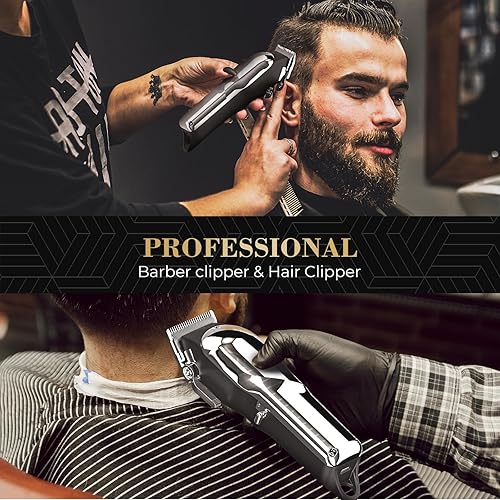 Miniatura 2 de PRITECH Cortadora de pelo de peluquería para hombres, juego profesional de cortapelos y recortadora, cortapelos inalámbricos para hombre, kit de