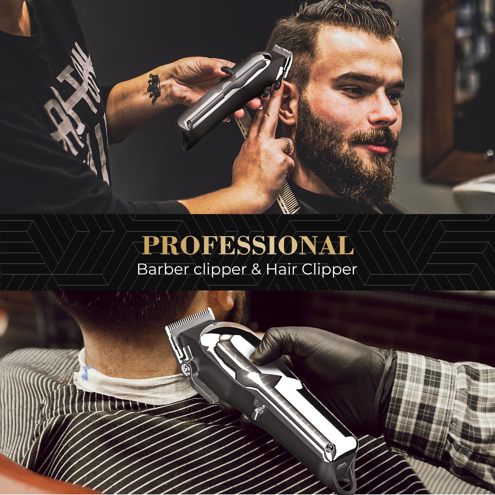 Cortadora de pelo de peluquería para hombres, juego profesional de cortapelos y recortadora, cortapelos inalámbricos para hombre, kit de corte de pelo para peluqueros 2