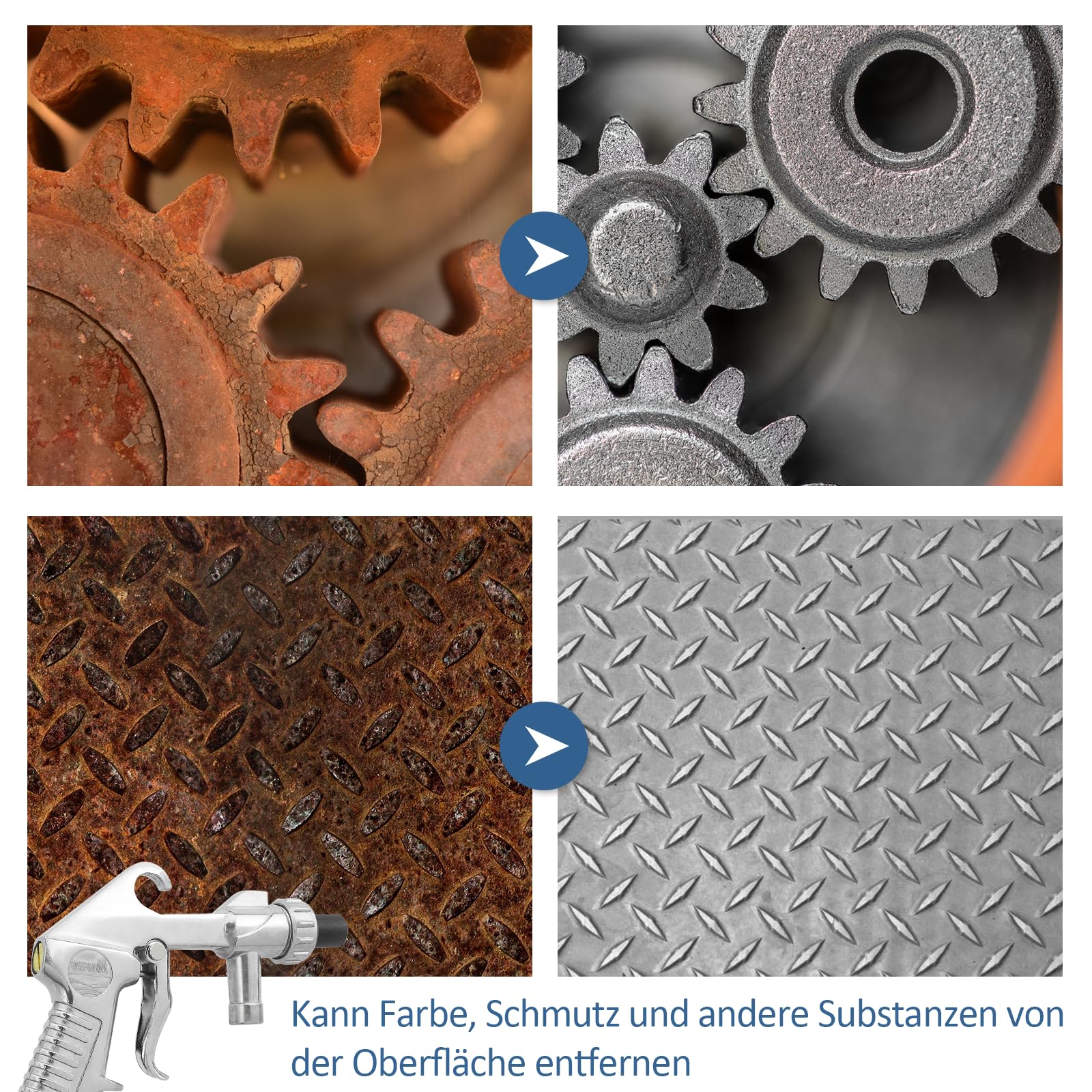 Kaelah Sandstrahlpistole Druckluft, Sandstrahlen Pistole Kit, Sandstrahlen Gerät mit Gummischlauch (1M), Metalldüse und 3 Stück 6 mm Keramikdüsen ein Luftanschlussnippel für Sandstrahlen