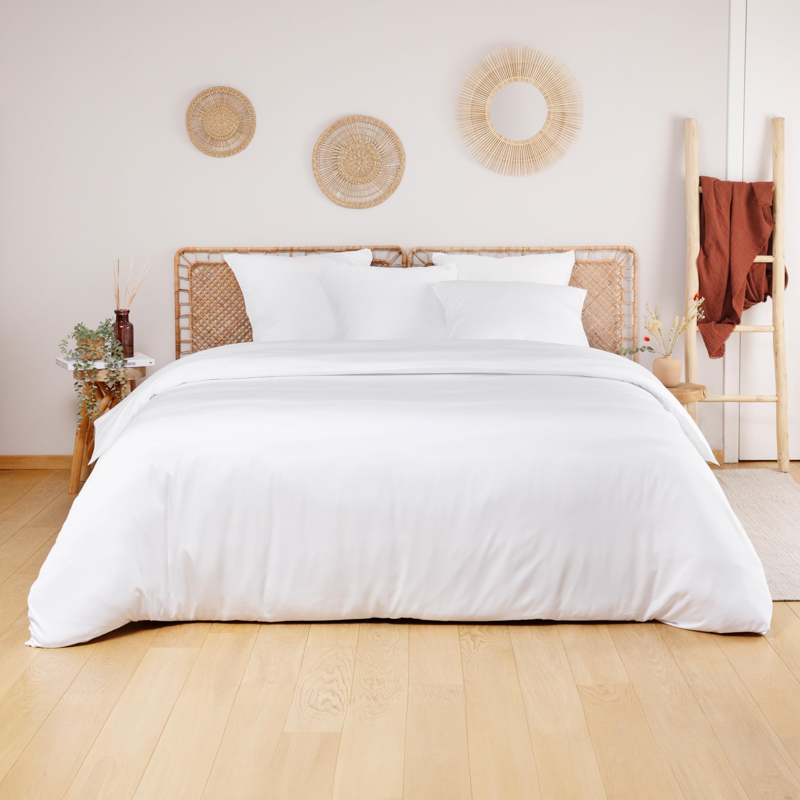 Bamboo Duvet Cover | Luxurious Soft Single Duvet Cover | Anti Allergy | Eco Friendly | White - 135x200