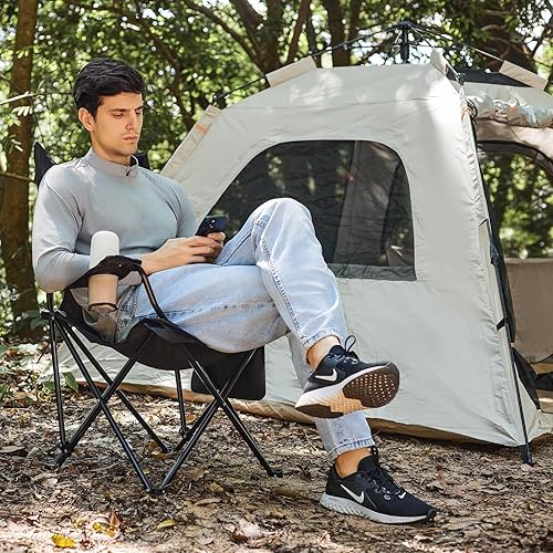 Miniatura 2 de Sillas de campamento grandes mejoradas, silla de campamento plegable, silla portátil para exteriores, silla de césped plegable, soporta 330 libras,