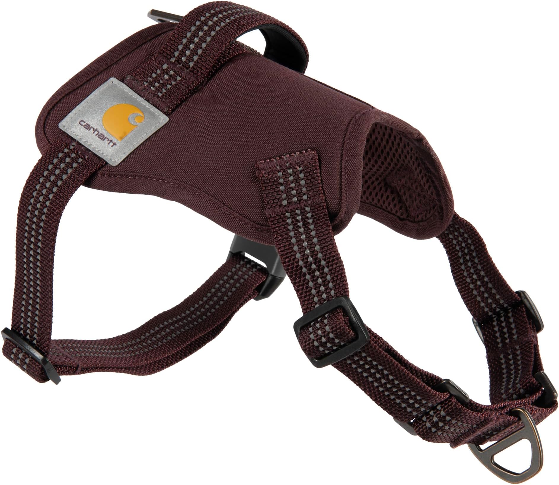 Nylon Duck No Pull Dog Harness, Fully Adjustable Dog Harness with Quick Control Handle and Reflective Accents, Deep Wine, Large