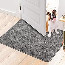 Walensee Indoor Doormat, Front Door Mat for Entrance (20"x32" Grey) Machine Washable Entryway Rug Non Slip Dirt Trapper Door Rugs Absorbent Low Profile Shoes Scraper Inside Floor Mats for Entry