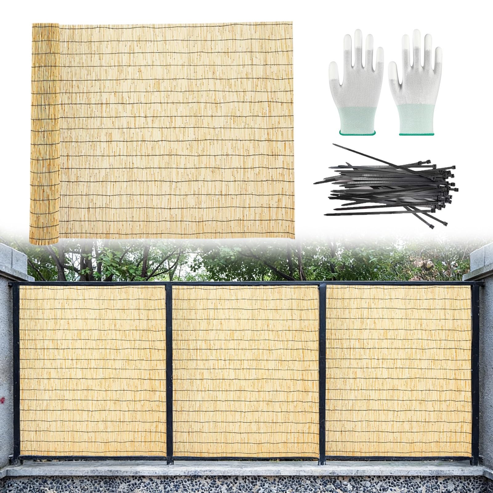 Canniccio in Canna Naturale for Esterno, Frangivista Giardino, Recinzione al bambù, Arella Privacy Ombreggiante Balcone, Recinzione Decorativa, Divisorio Privacy(H50cmxL1000cm)