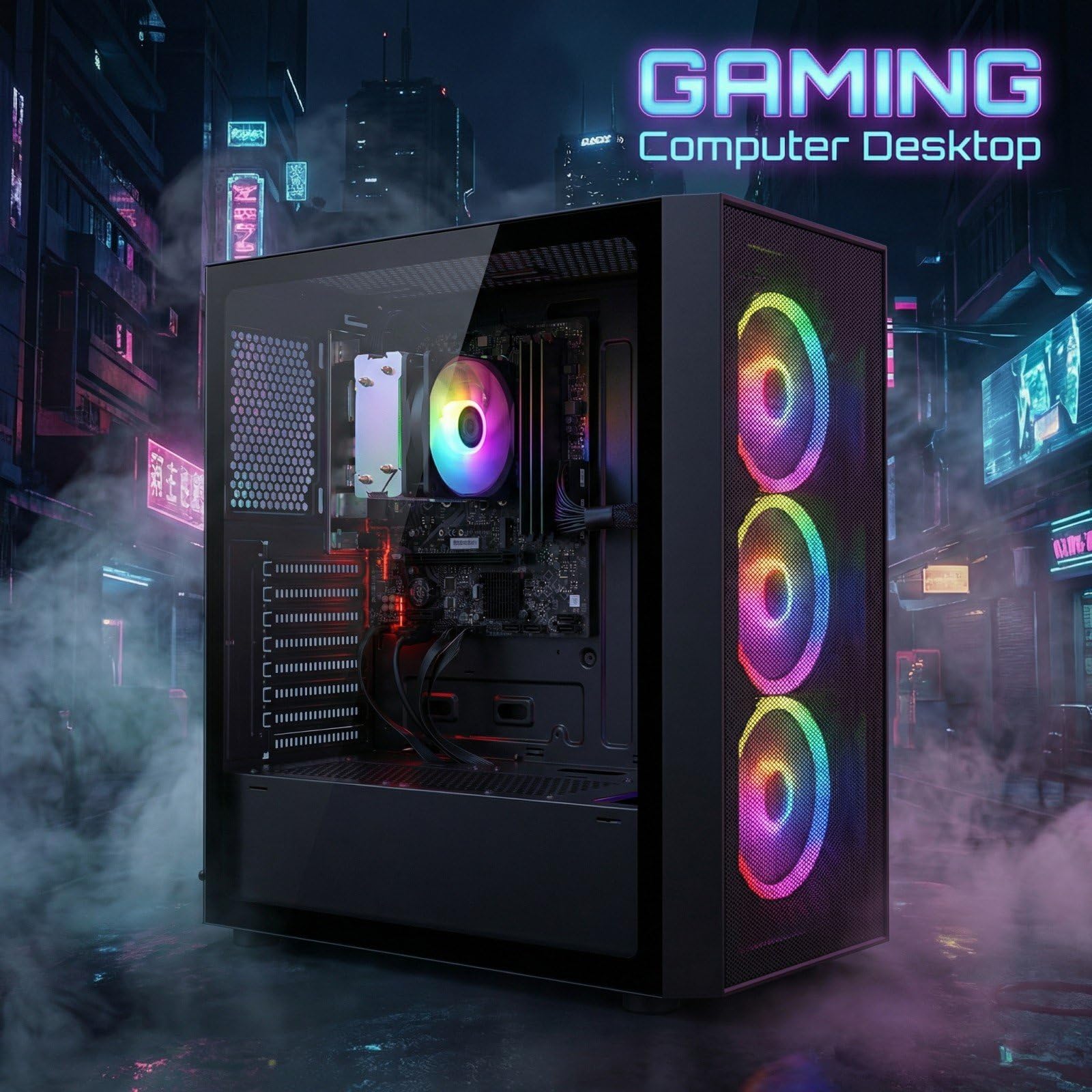 STGsivir PC Gaming, Ryzen 7 5700G, Vega 8, 32G DDR4, 1T SSD | Ordenador Gaming para Streaming, Edición de Video, Tareas, hasta 4.6 GHz, WiFi 6, BT 5.0, HDMI, Win11 Pro, ARGB