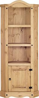 Corona Corner Display Unit Bookcase, Mexican Solid Pine