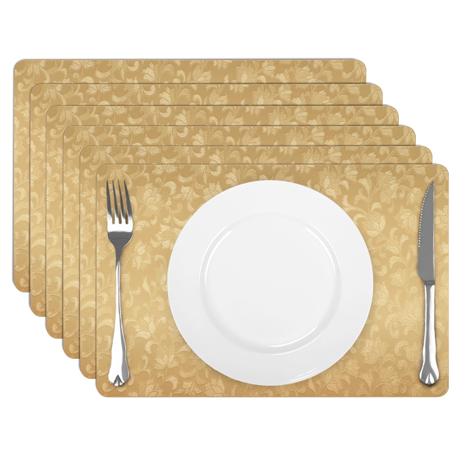 AMDXD 45 x 30 cm, set van 4, rechthoekige rotan placemat, vinyl, afwasbaar, voor keuken, eettafel, groen