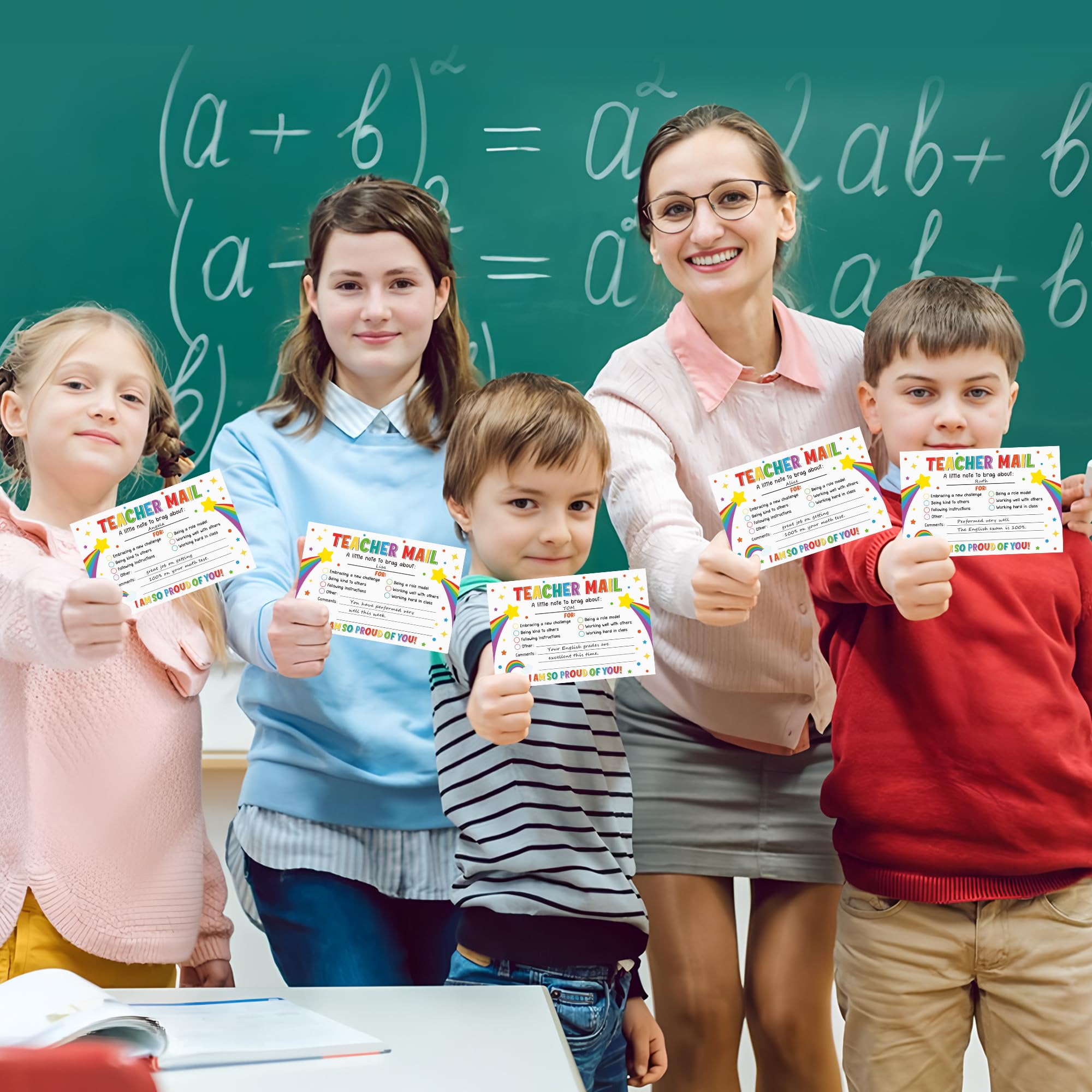 50PCS Colorful Teacher Mail Notes to Parents Rainbow Classroom Good Behavior Incentive Cards Teacher Motivational Postcard to Send Home for Preschool Kindergarten Elementary School Teachers Supplies - Image 6