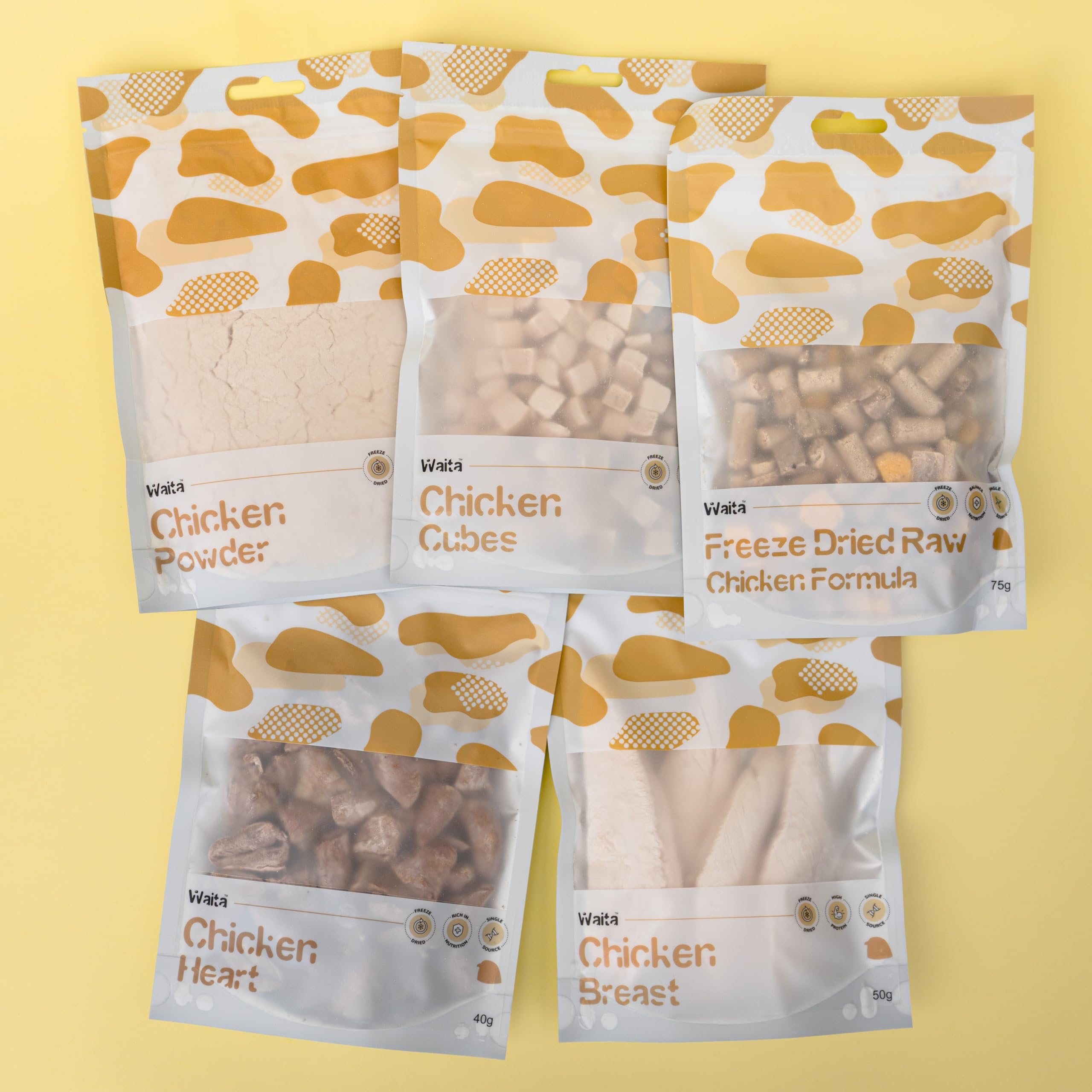 Freeze-Dried Dog and Cat Treats Box - 5 Pack Healthy Dog Treats for Single Ingredient Snack, Perfect Match for Cat Food and Dogs Food, Including Chicken Cubes, Powder, Breast, Heart, Chicken Formula โ image 1