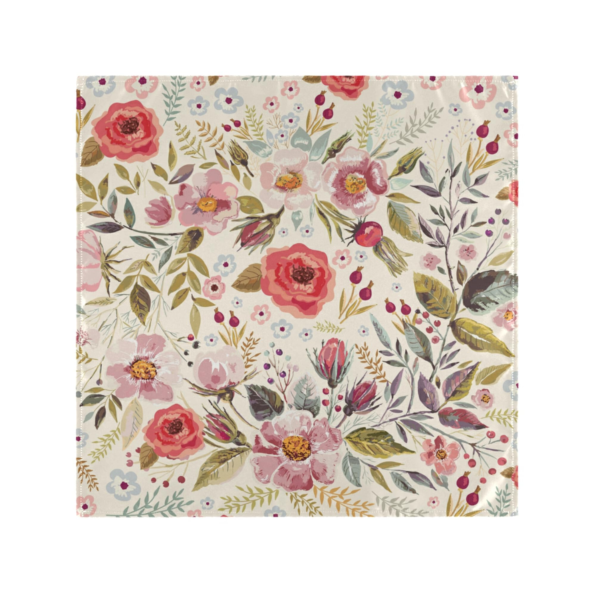 MNSRUU Cloth Napkins Set of 4, Vintage Flower Floral Polyester Kitchen Dinner Napkins for Holiday Festive New Years Wedding Decor