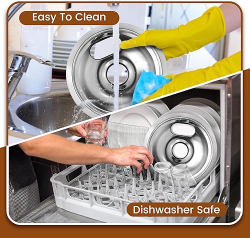 Miniatura 5 de Paquete de 4 bandejas de goteo, bandejas de goteo cromadas de repuesto para estufa eléctrica Whirlpool Frigidaire Kenmore con ranuras de bloqueo,