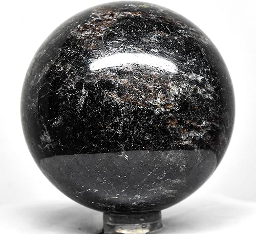 Miniatura 3 de Astrofilita de 2.25 pulgadas con esfera de granate, esfera de granate, esfera de decoración mineral azul natural, piedra de cristal de cuarzo