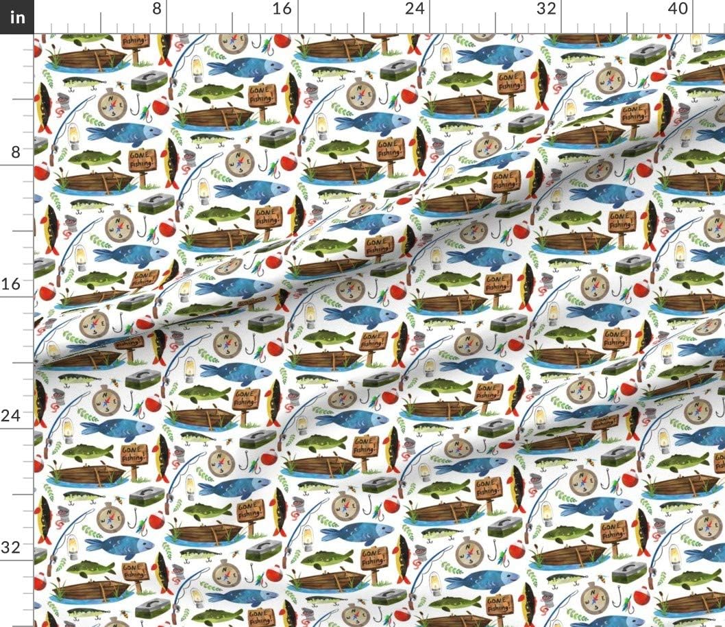 Spoonflower Fabric - Fishing Scale Boys Fish Summer Lake Outdoors Camping Printed on Petal Signature Cotton Fabric Fat Quarter - Sewing Quilting Apparel Crafts Decor