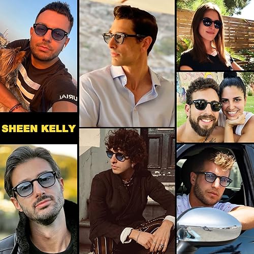 Miniatura 2 de SHEEN KELLY Acetate Polarized Retro Oval Sunglasses For Men Women Vintage Round Pirate Captain Johnny Depp Style Eyewear