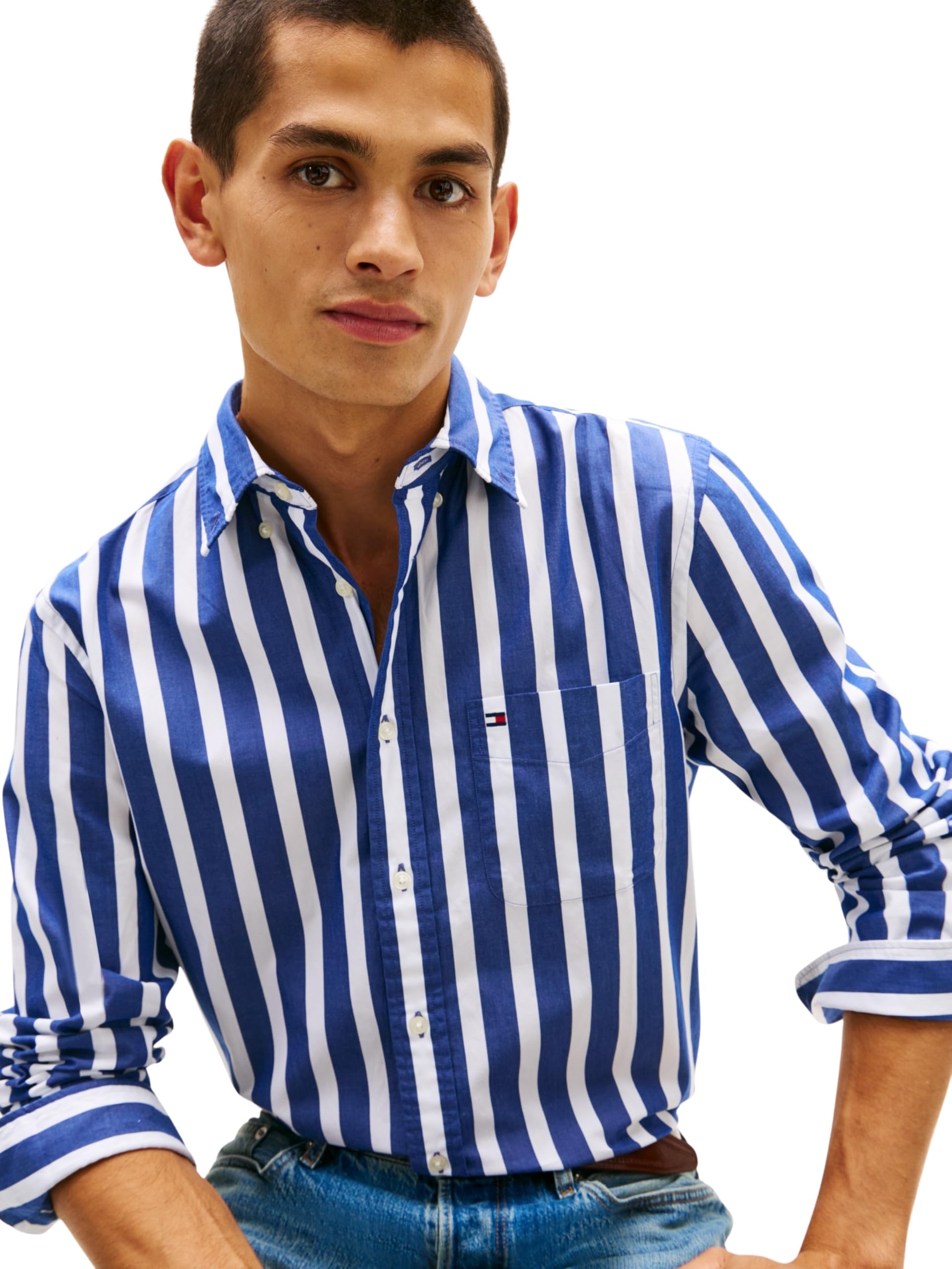 Tommy Hilfiger Koszula L/S Mężczyźni Flex Poplin Bold Stripe Shirt Mw0mw41715