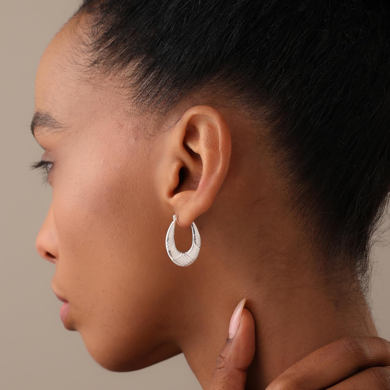 LeCalla 925 Sterling Silver Classic Hoop Earrings for Women | Oval, Round & Chunky Shrimp Hoops | High Polish Lightweight Click-Top Italian Design Jewelry