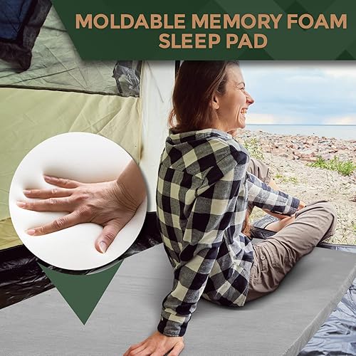 Miniatura 8 de CertiPUR-US - Colchón de espuma viscoelástica para campamento  Tapete portátil enrollable para suelo tienda automóvil  Cama individual cama de
