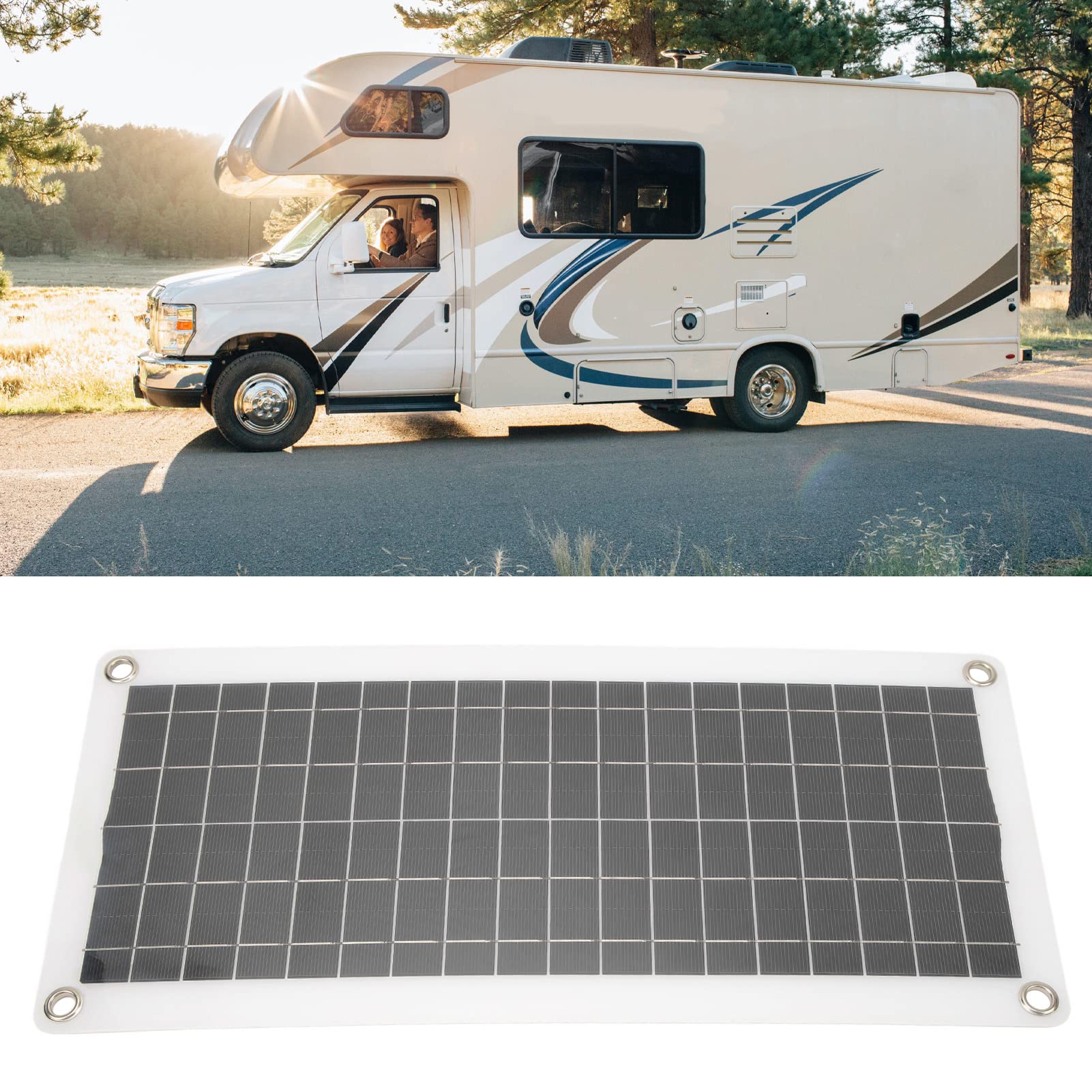 Kit Solare 12 V, Pannello Fotovoltaico in Polisilicio da 30 W con Regolatore 10 A e Inverter 220 W, Caricabatterie per Barca, Camper e Sistemi Elettrici Fuori Rete