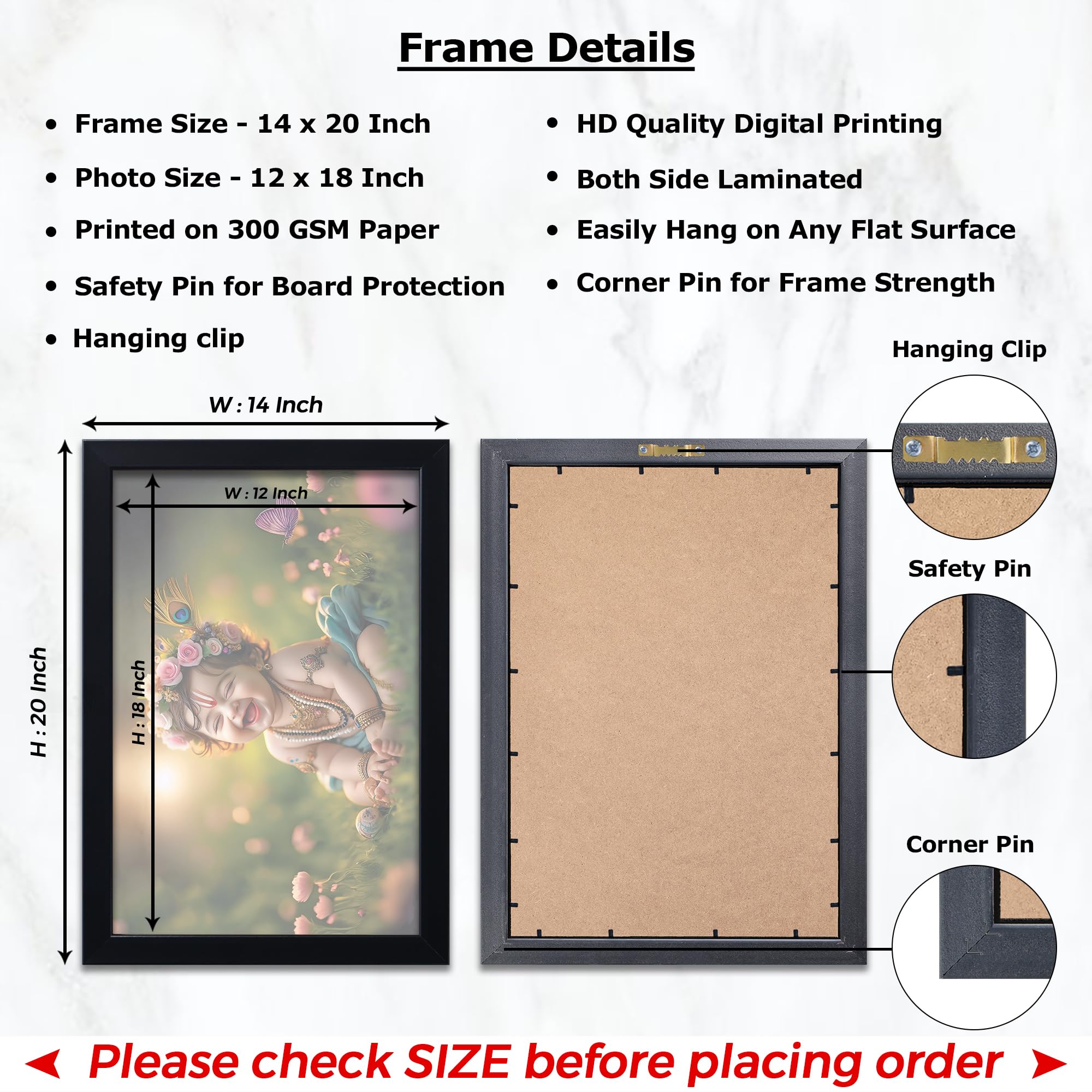 Baby Krishna Photo Frame - Kanha Ji Gift -3