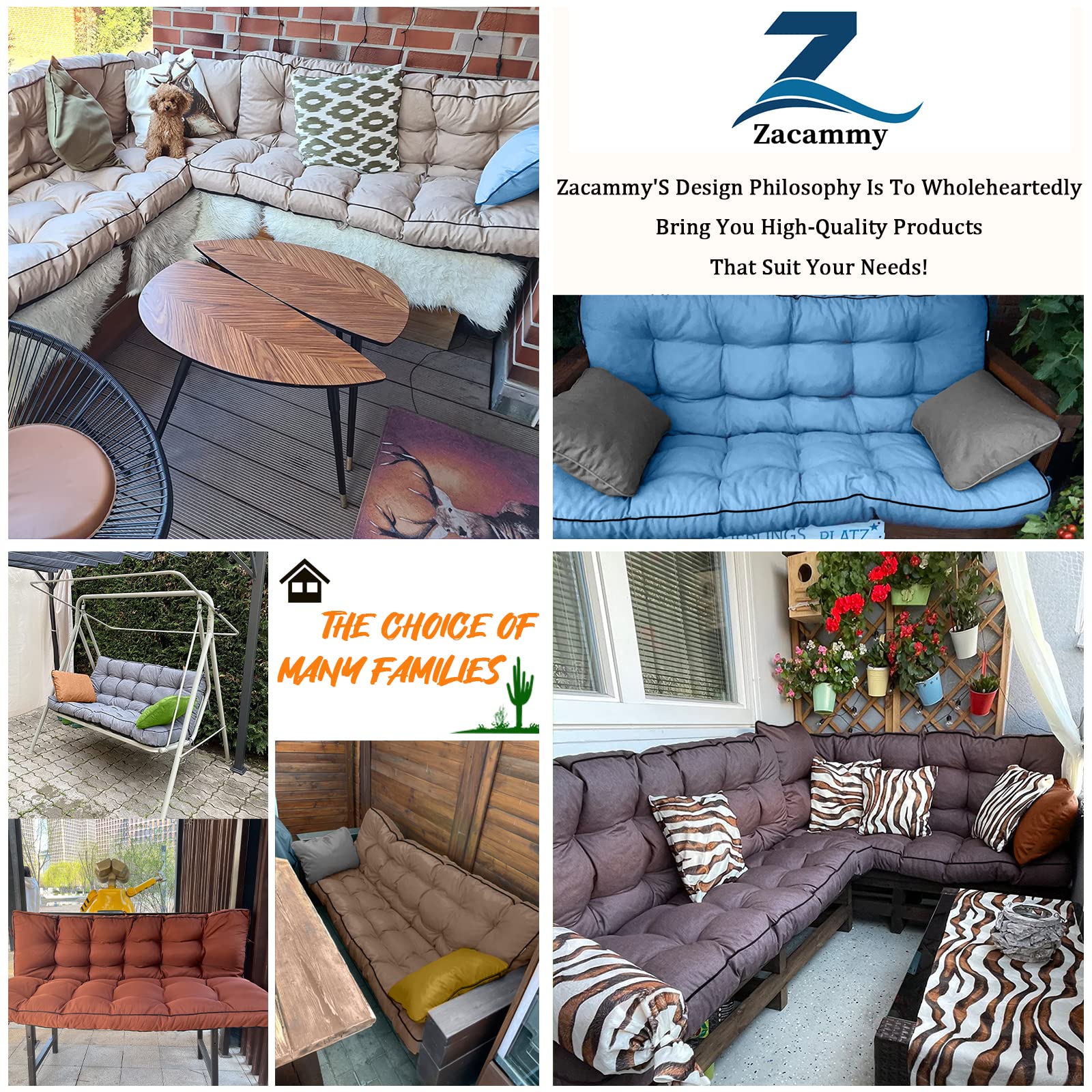 Zacammy Swing Cushions 3 Seater Replacement, Bench Cushions for Outdoor Porch Furnitur with Backrest, Garden Recliner Seat Cushions Waterproof Sofa Pads (Dark Green 55x40in)