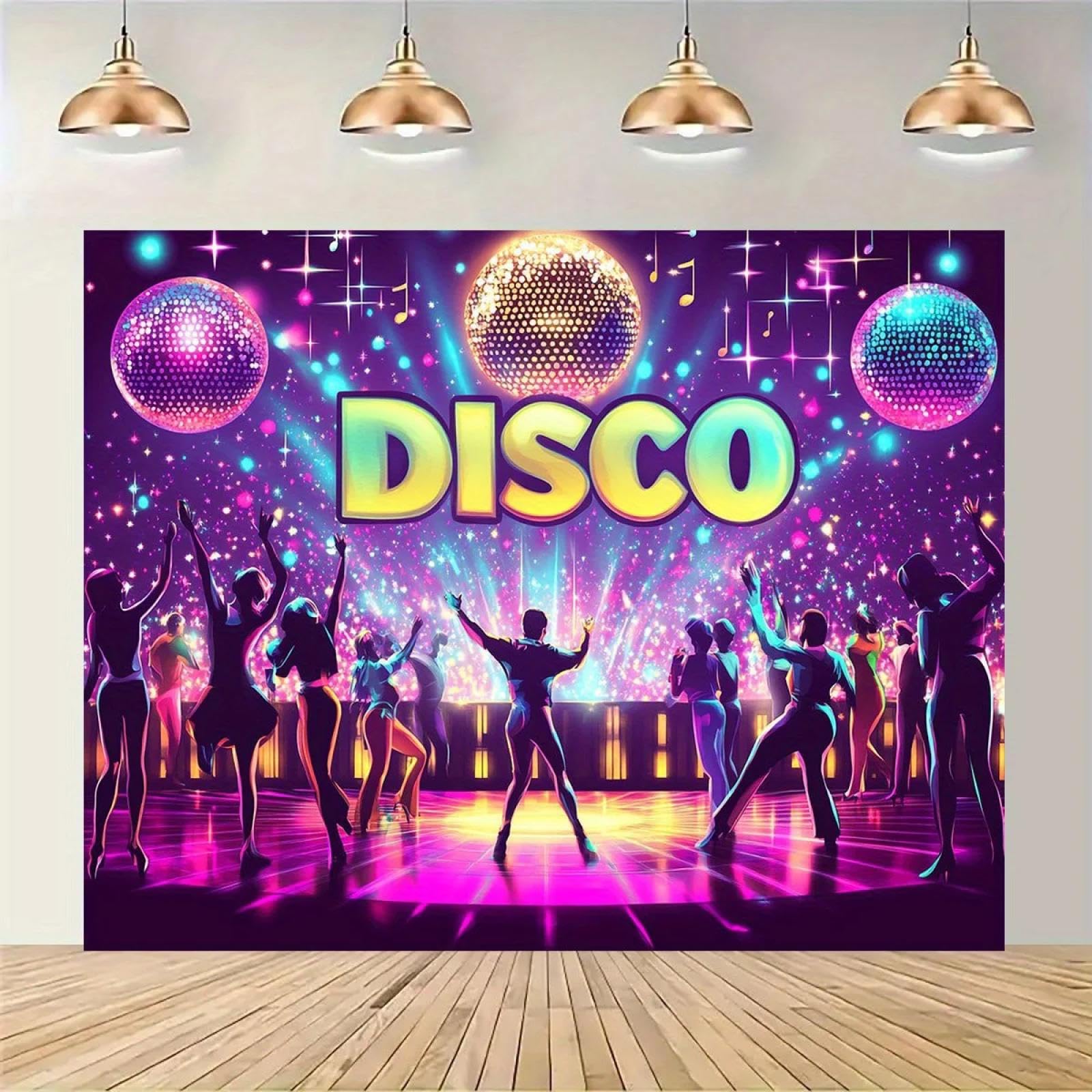 1 Festival de música Disco Retro - Banner de Fondo temático Adecuado para cumpleaños y Fiestas Disponible en Varios tamaños