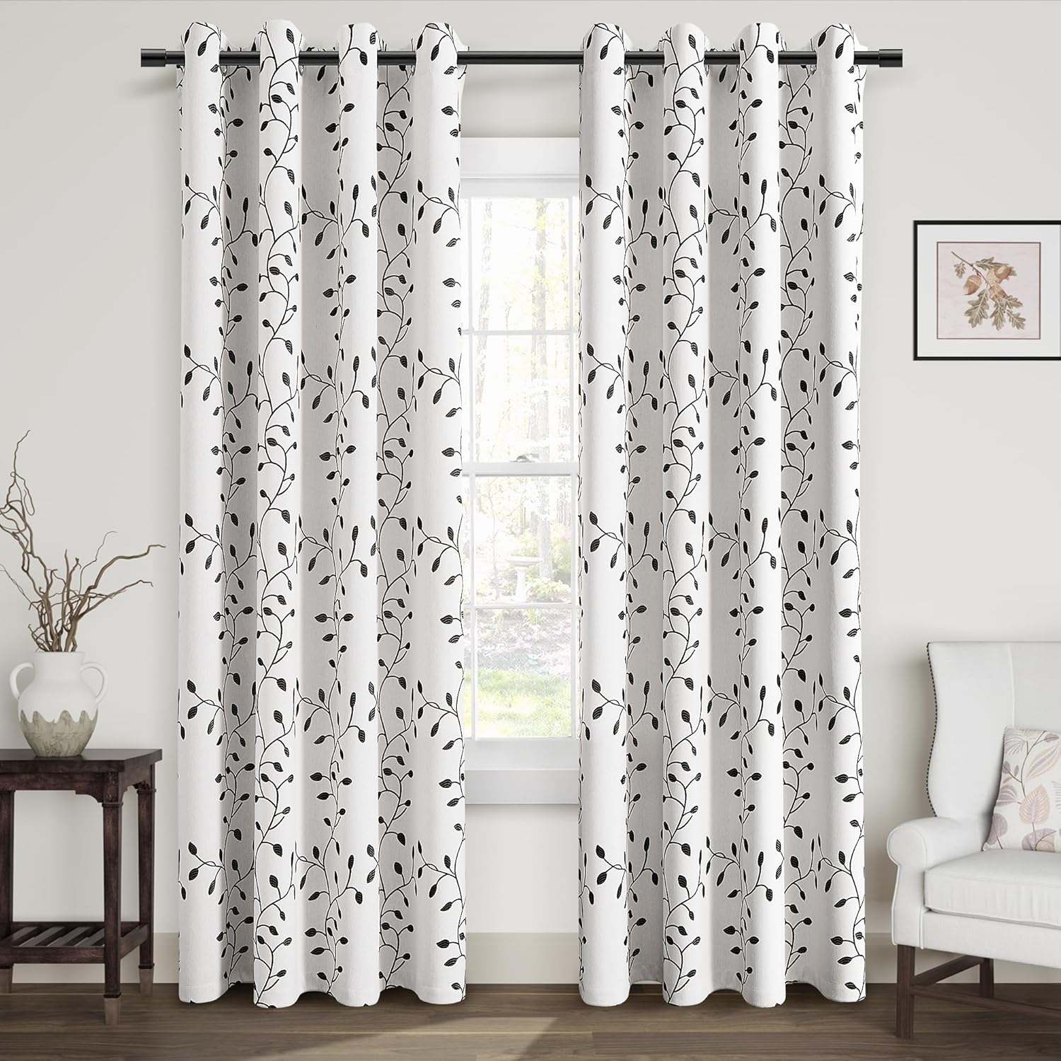 Black White Curtains 90 inches Long for Living Room 2