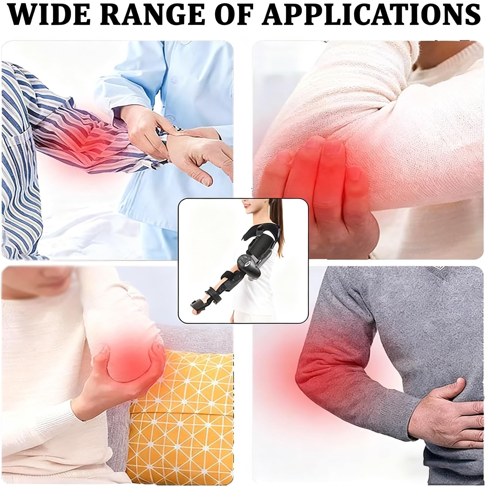 Dispositivo Elettrico per la Riabilitazione dell'articolazione del Gomito Attrezzo per Esercizi del Braccio con Tutore per Gomito Incernierato per Pazienti con Emiplegia da Ictus(Right)