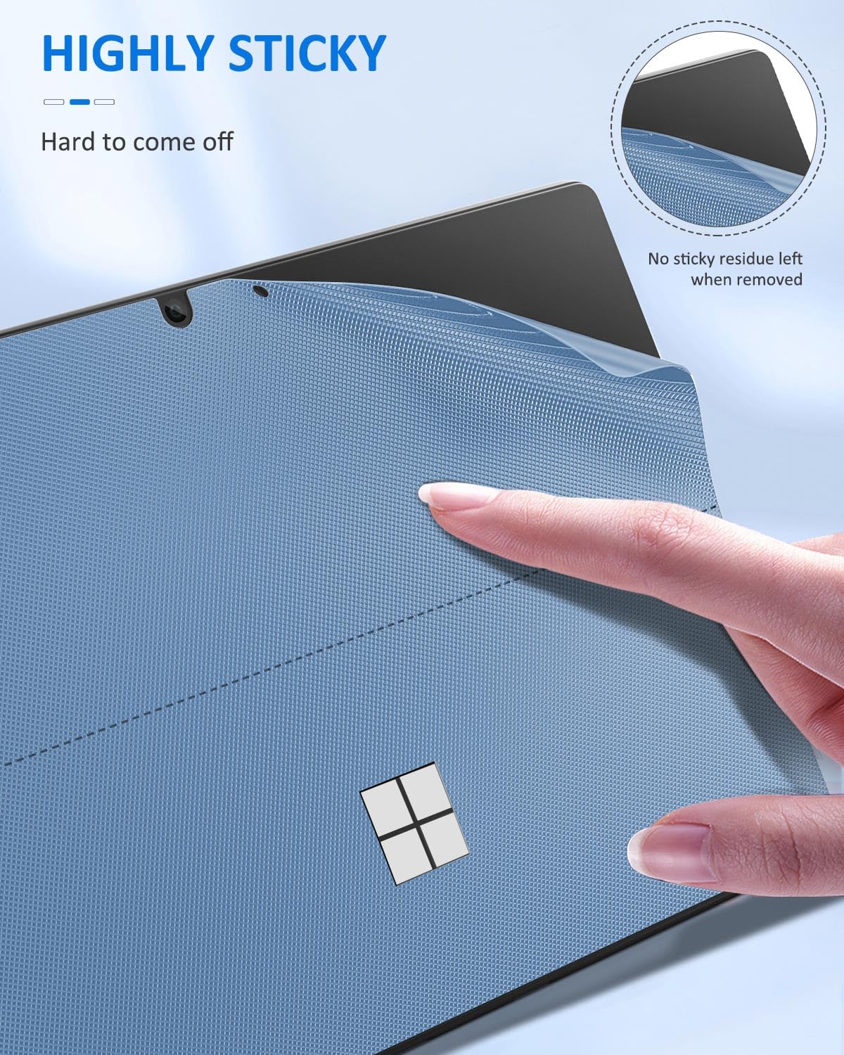 MoKo Pegatina Trasera de Tableta para Microsoft Surface Pro 11 2024 / Surface Pro 10 / Pro 9 /Pro 8, Cubierta Protectora de Cuero PU Skin Cover para Surface Pro 11/10, Azul Real