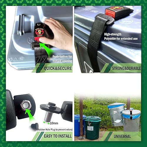 Miniatura 4 de Hixniky Cerraduras semiautomáticas para botes de basura para animales, cerradura de tapa de bote de basura, cerradura universal para botes de basura