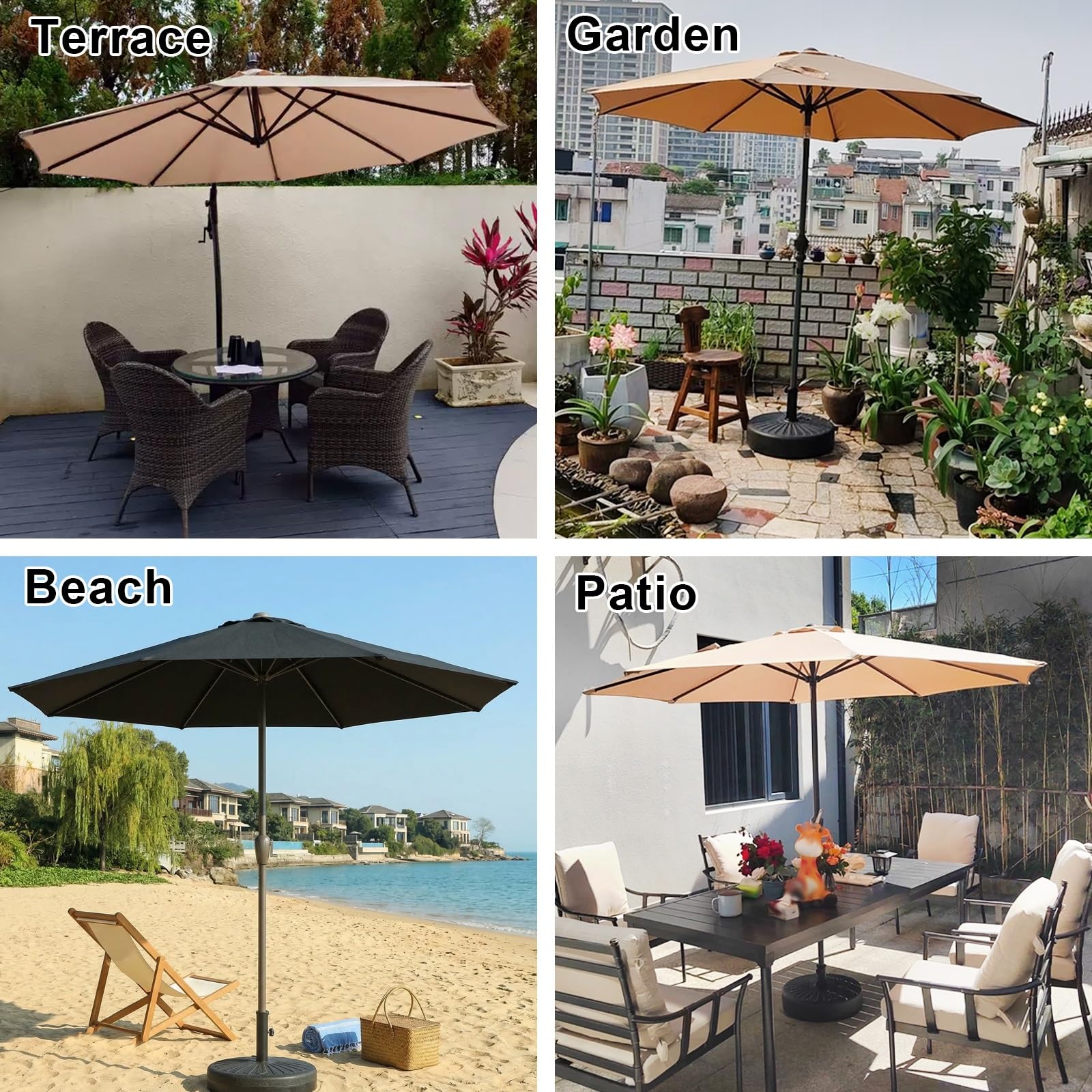 Wymienne Poszycie Parasola 8 Żeber 200-350cm Tkanina na Parasol Ogrodowy | Pokrowiec na Parasol Ogrodowy Okrągła, Gruba Poliester na Taras Balkon Basen, Tylko Tkanina(Wine Red,300cm)